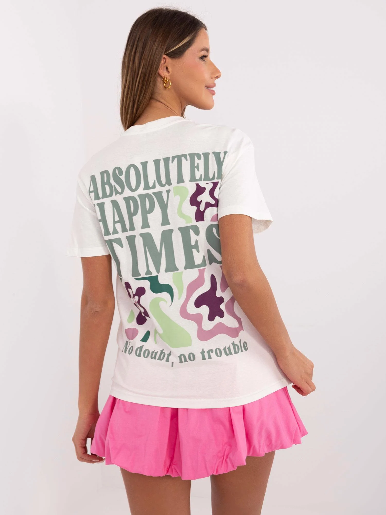 Tricou Dama Mini, Decolteu rotund, Sublevel, Alb Casual - imagine 3