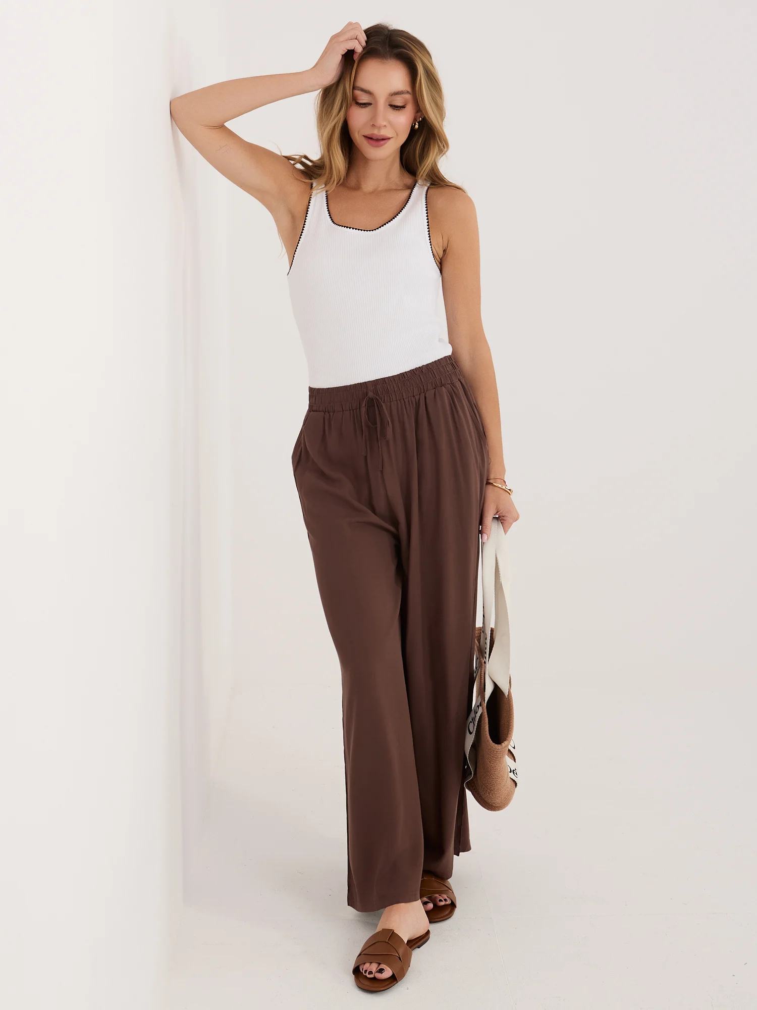 Top Dama Dungi, Decolteu rotund, RUE PARIS, Alb Casual - imagine 2