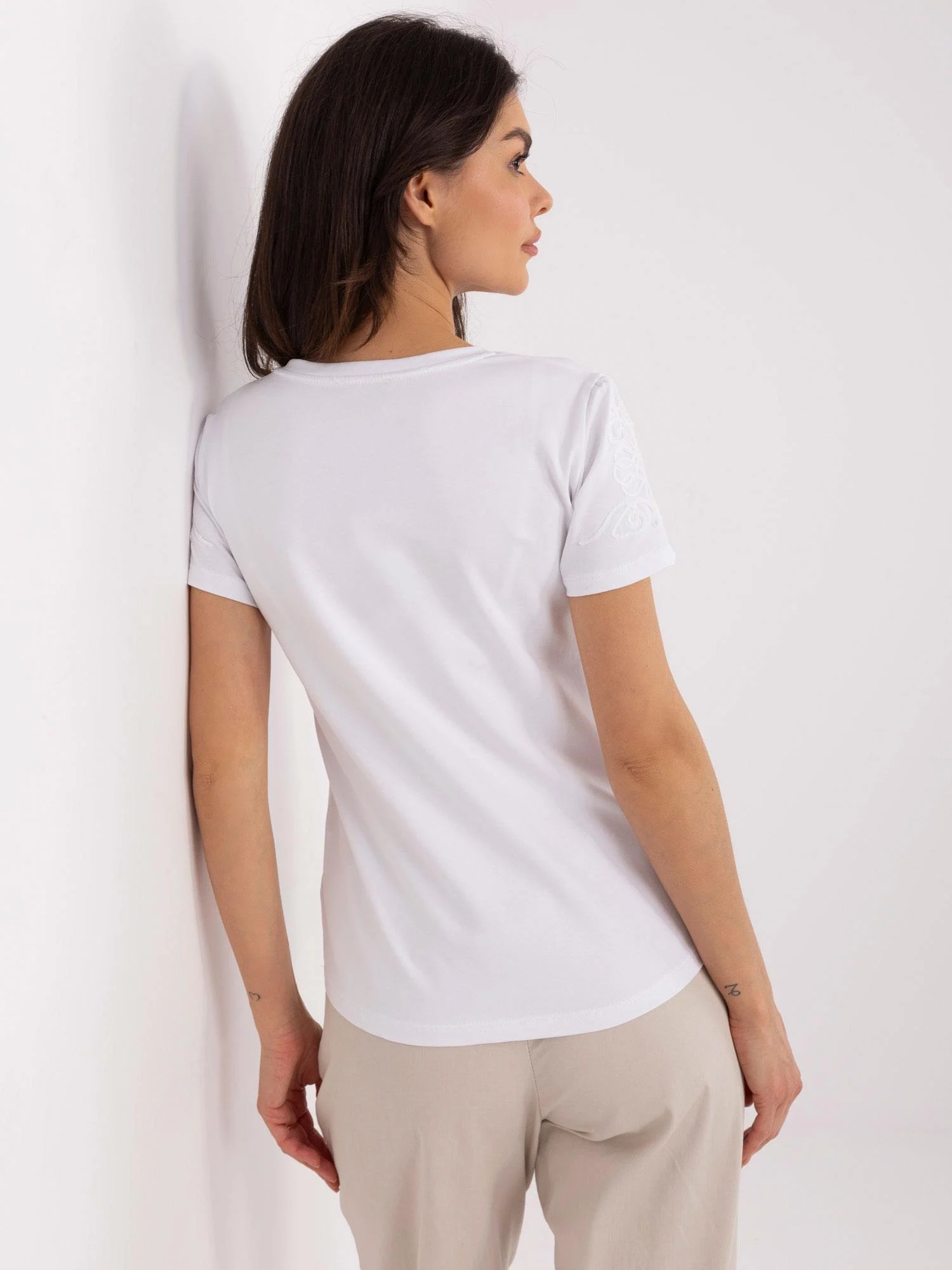 Tricou Dama Mini, Decolteu rotund, RELEVANCE, Alb Casual - imagine 4