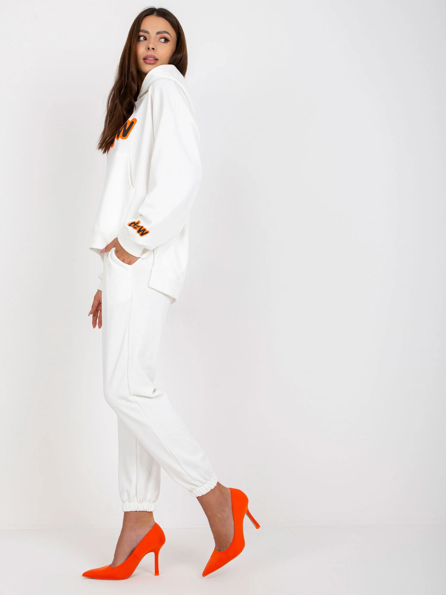 Compleu Dama Maneca lunga, Imprimat, ex moda, Alb Casual - imagine 2