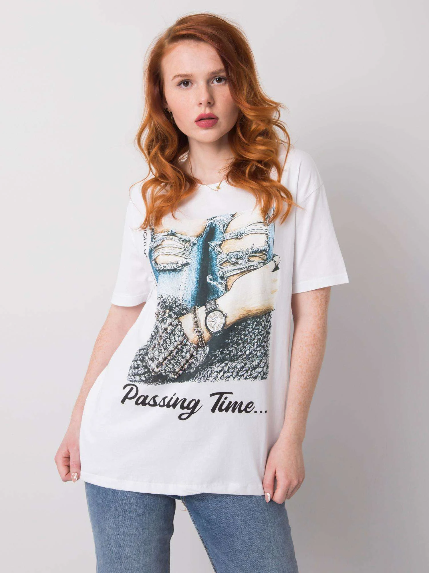 Tricou Dama Imprimat, Decolteu rotund, H&B, Alb - imagine 2