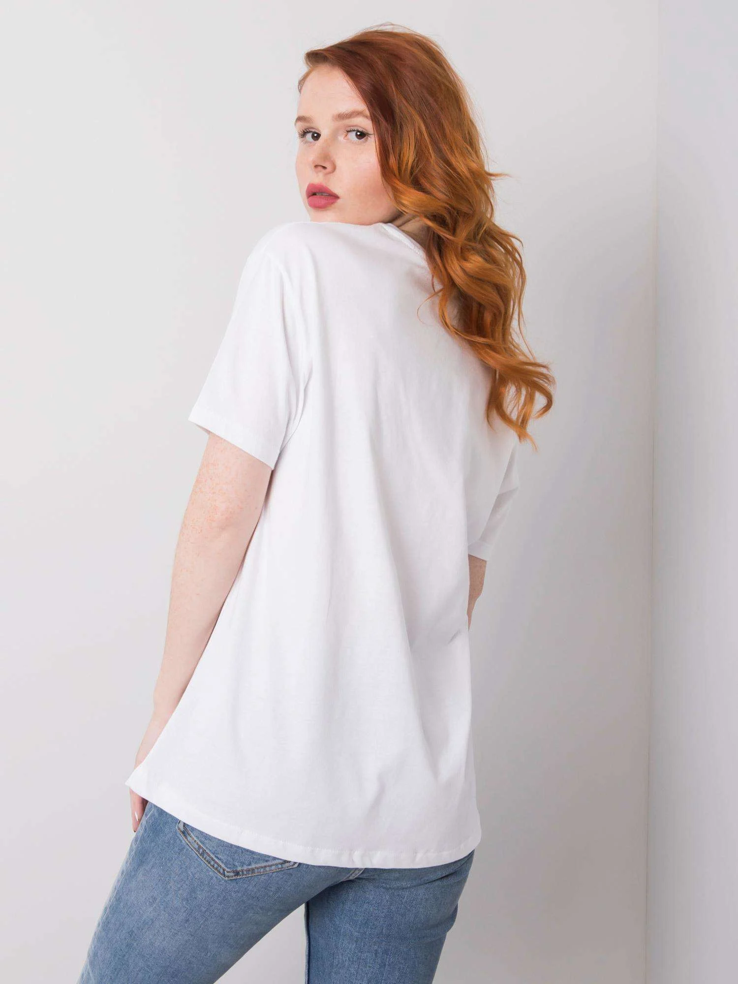 Tricou Dama Imprimat, Decolteu rotund, H&B, Alb - imagine 3