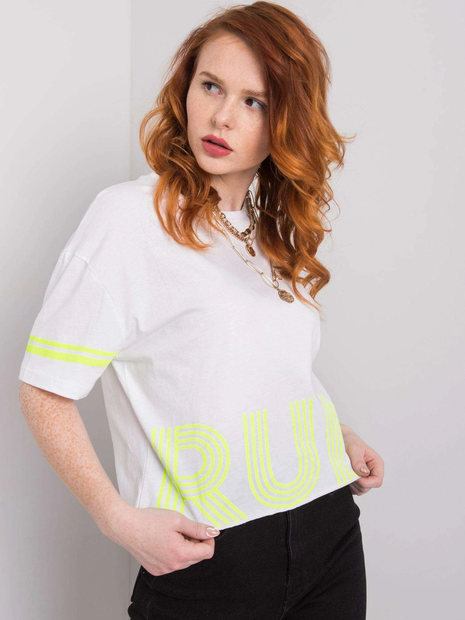 Tricou Dama Imprimat, Decolteu rotund, H&B, Alb - imagine 5