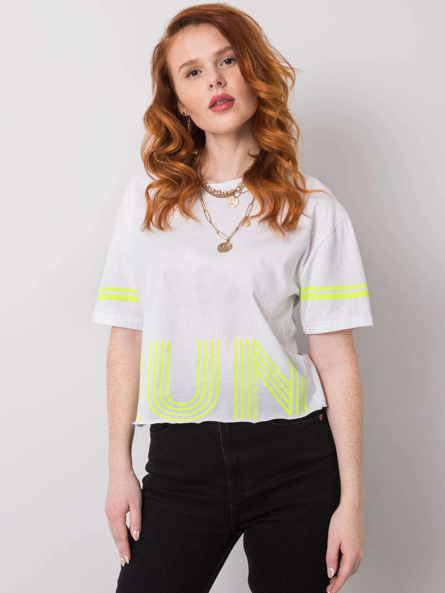 Tricou Dama Imprimat, Decolteu rotund, H&B, Alb - imagine 4
