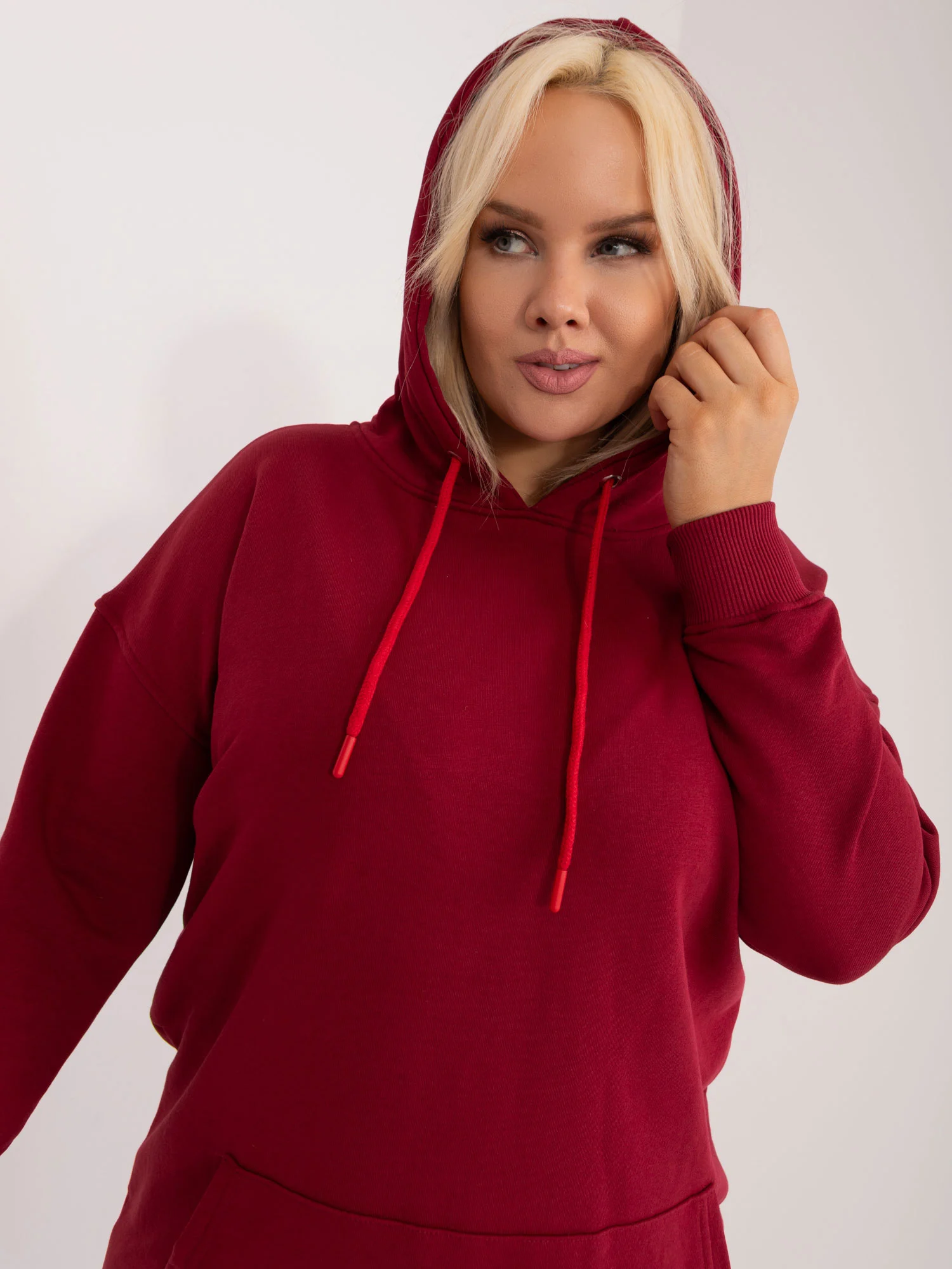 Hanorac Dama Maneca lunga, Sport, BASIC FEEL GOOD, Bordo Casual Marimi Mari - imagine 2