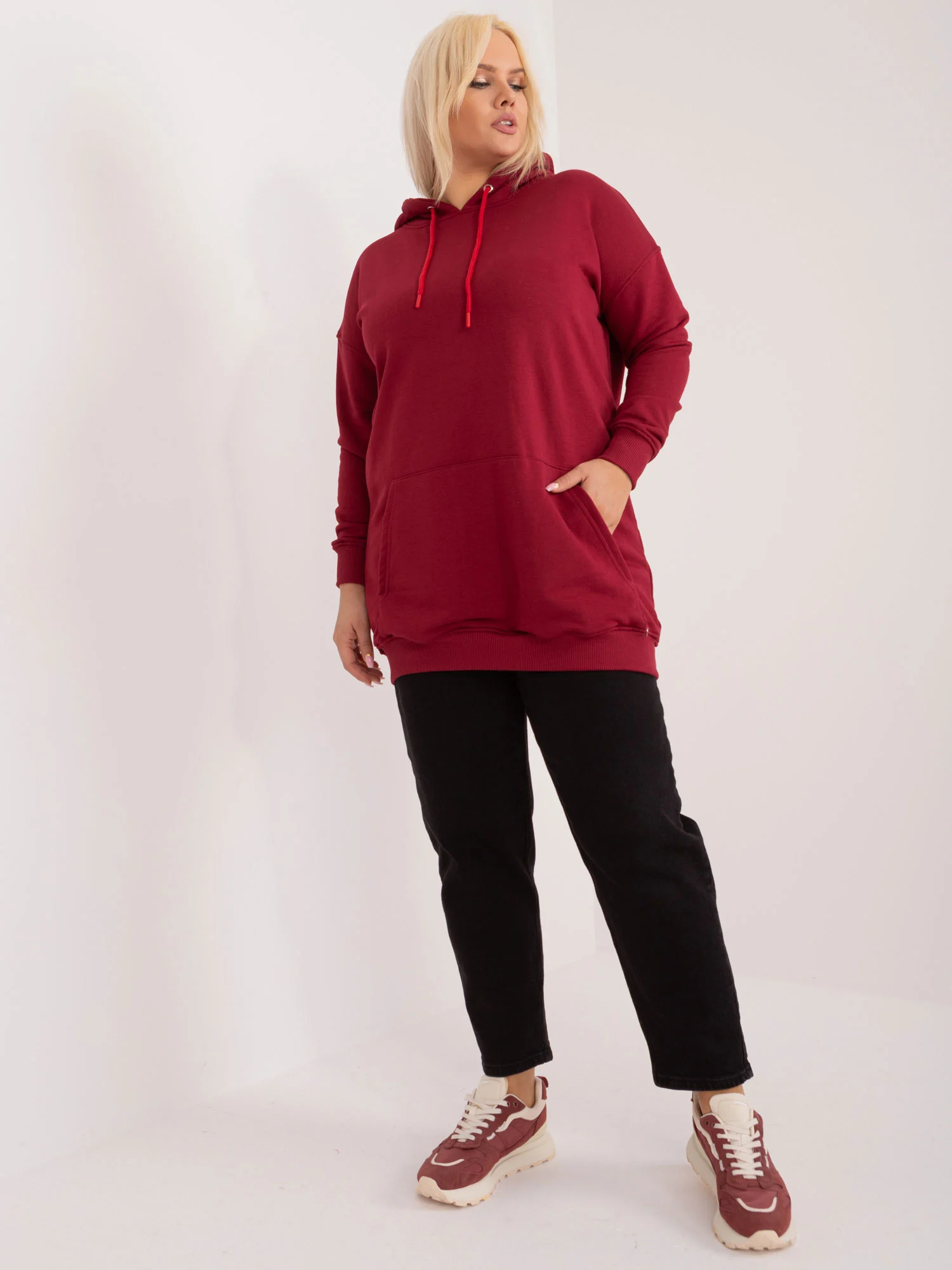 Hanorac Dama Maneca lunga, Sport, BASIC FEEL GOOD, Bordo Casual Marimi Mari - imagine 5