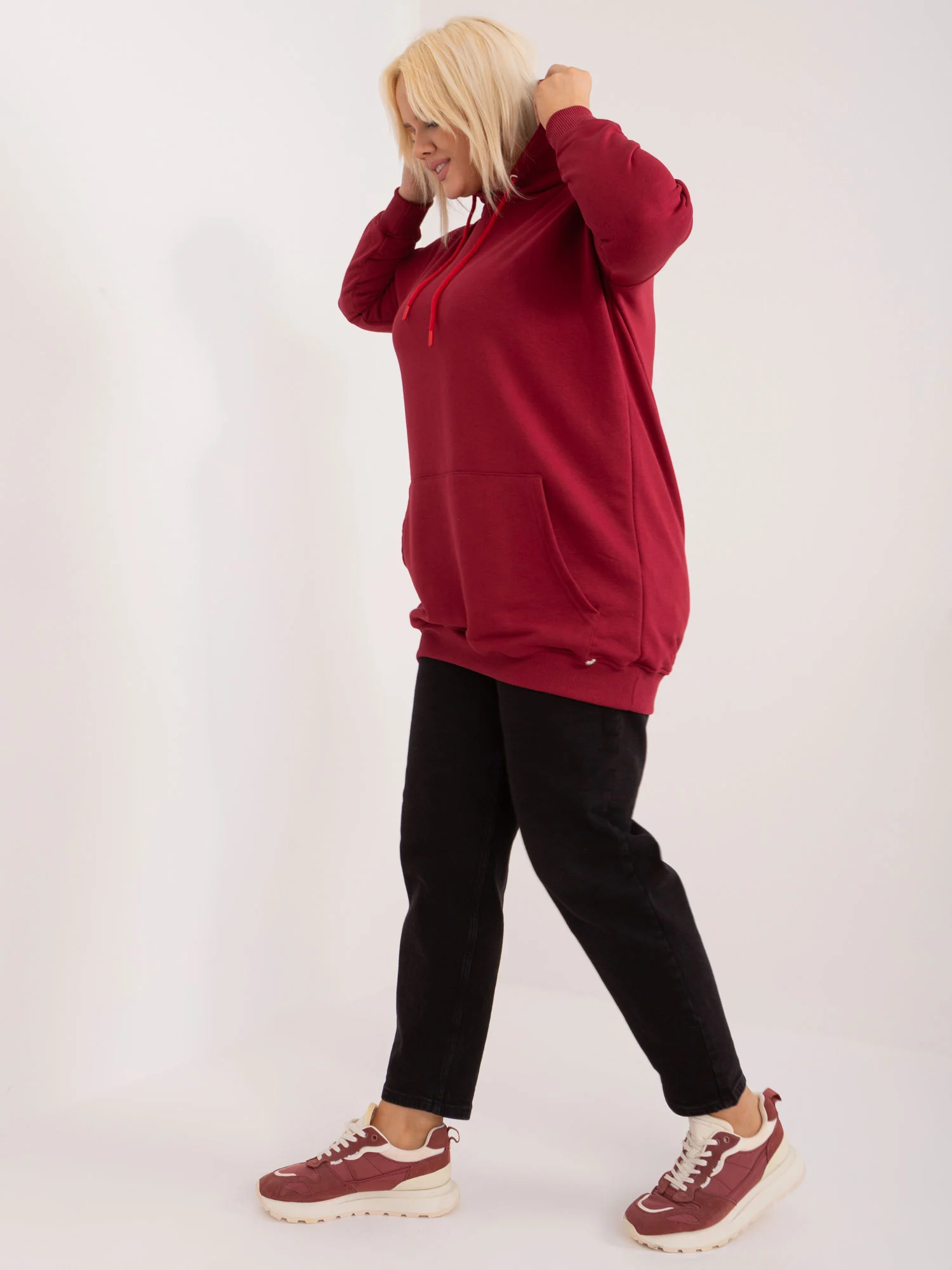 Hanorac Dama Maneca lunga, Sport, BASIC FEEL GOOD, Bordo Casual Marimi Mari - imagine 7