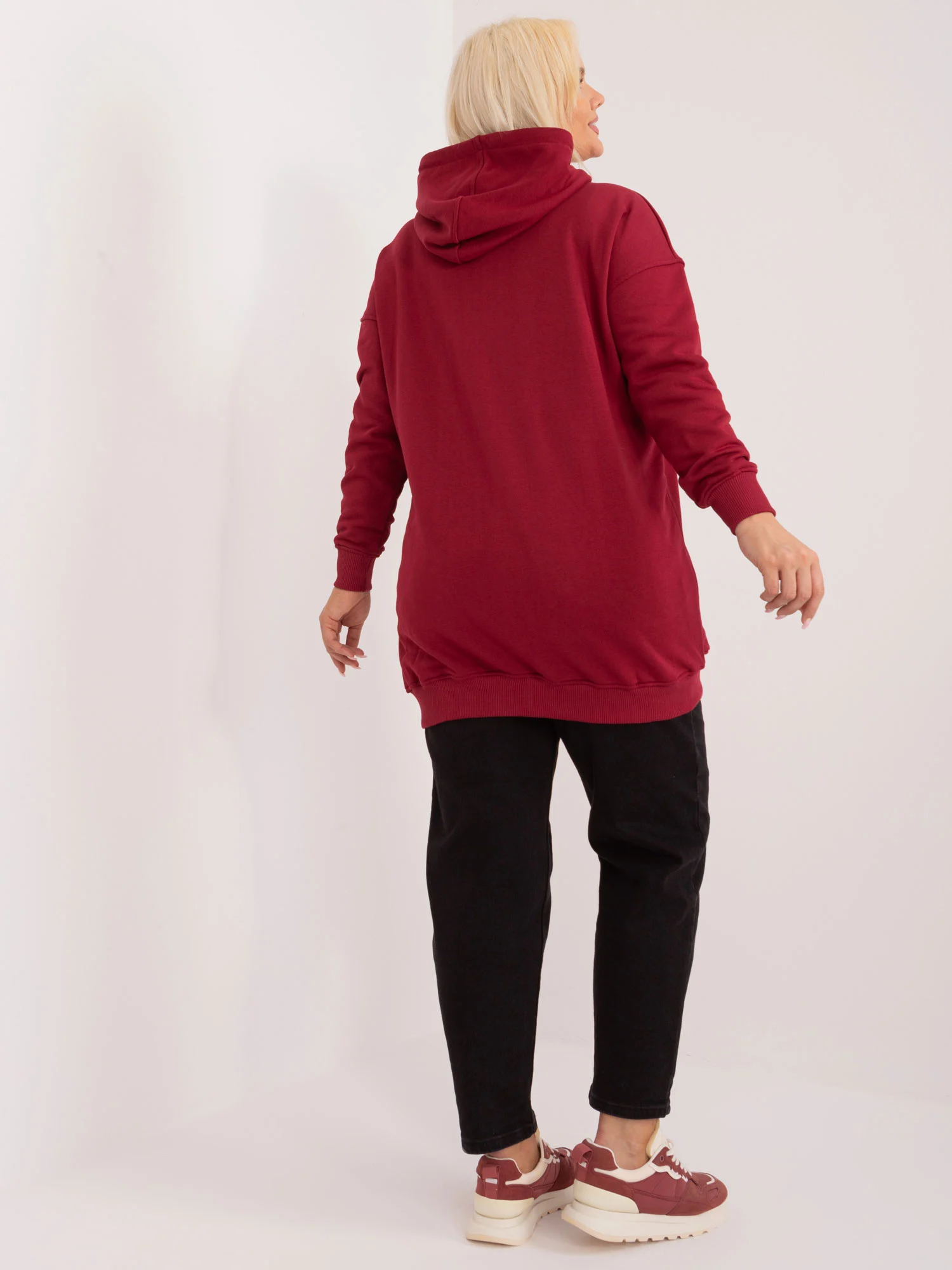 Hanorac Dama Maneca lunga, Sport, BASIC FEEL GOOD, Bordo Casual Marimi Mari - imagine 6