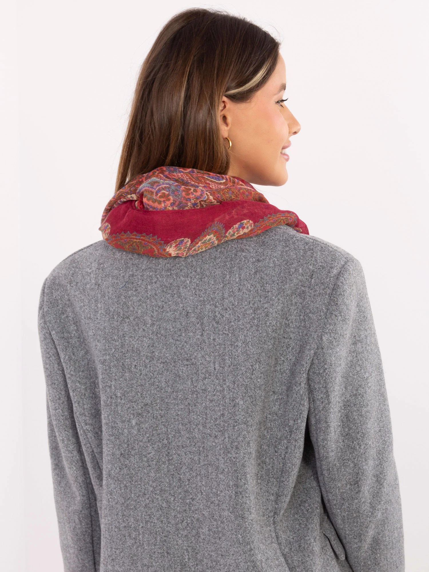 Bandana Dama Imprimat, Viscoza, Fashion Hunters, Bordo - imagine 3