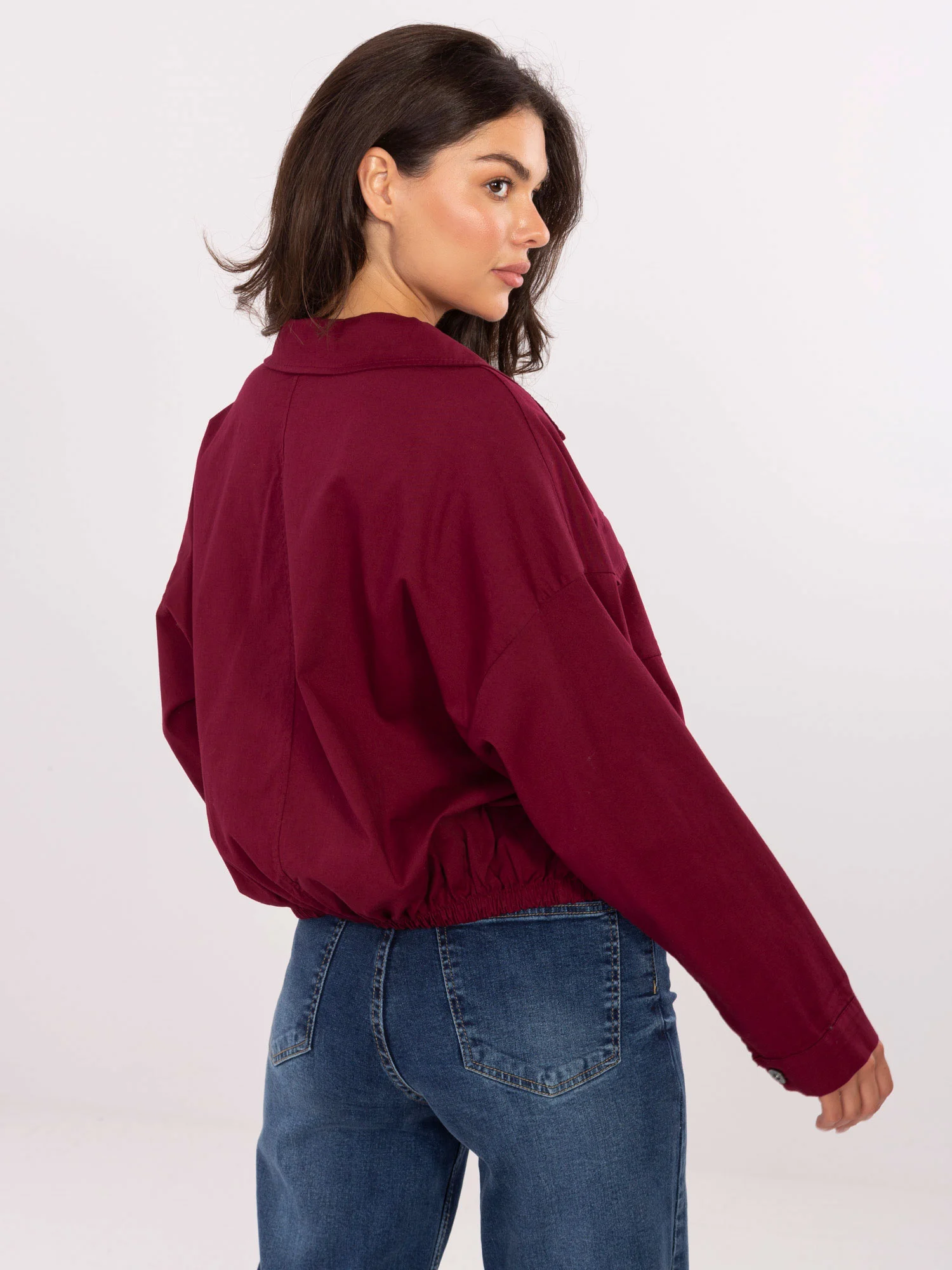 Camasa Dama Mini, Guler inalt, RUE PARIS, Bordo Casual - imagine 4