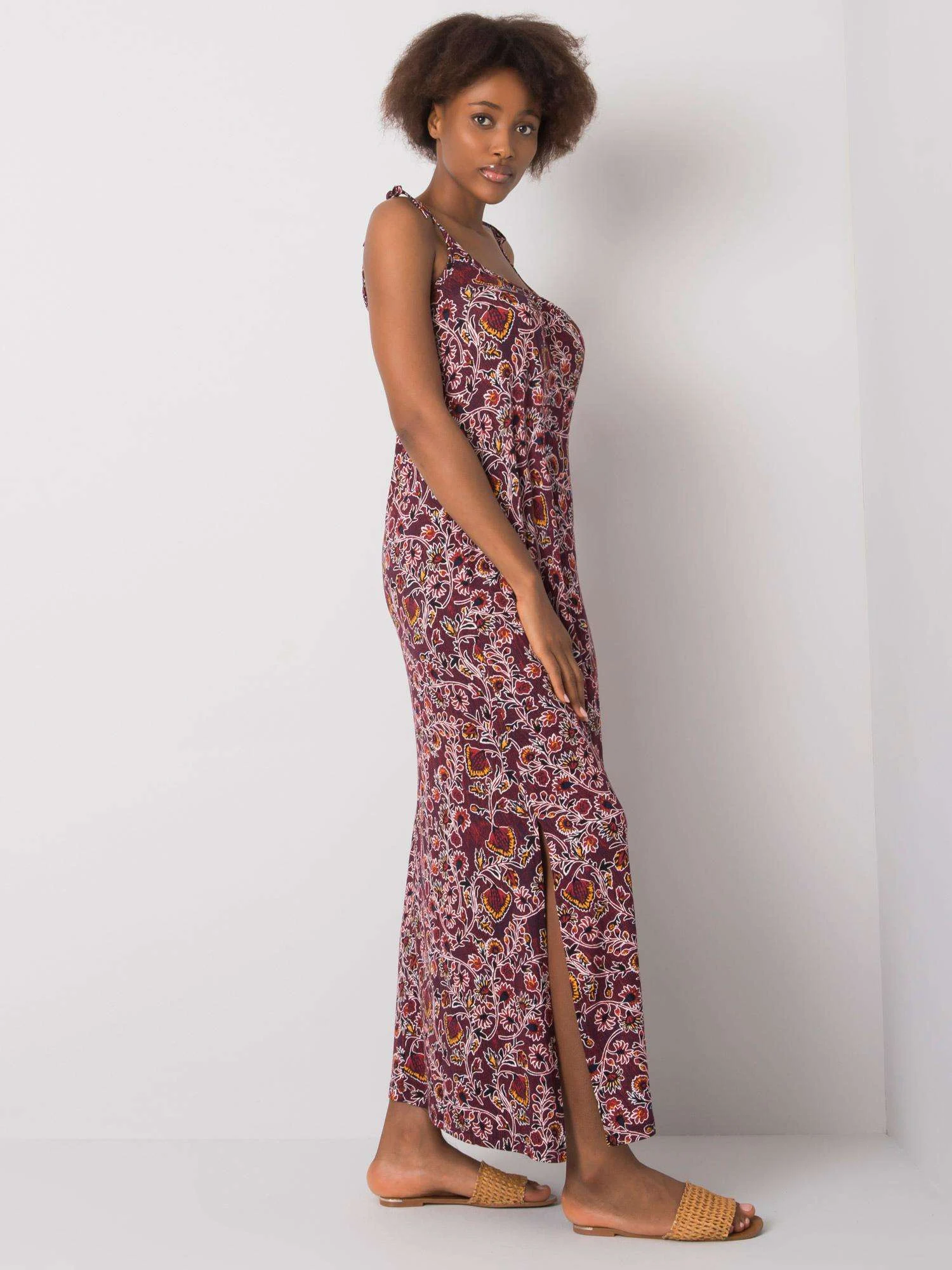 Rochie Dama Maxi, Imprimat, WEAR ON COLLECTION, Bordo Casual - Image 5