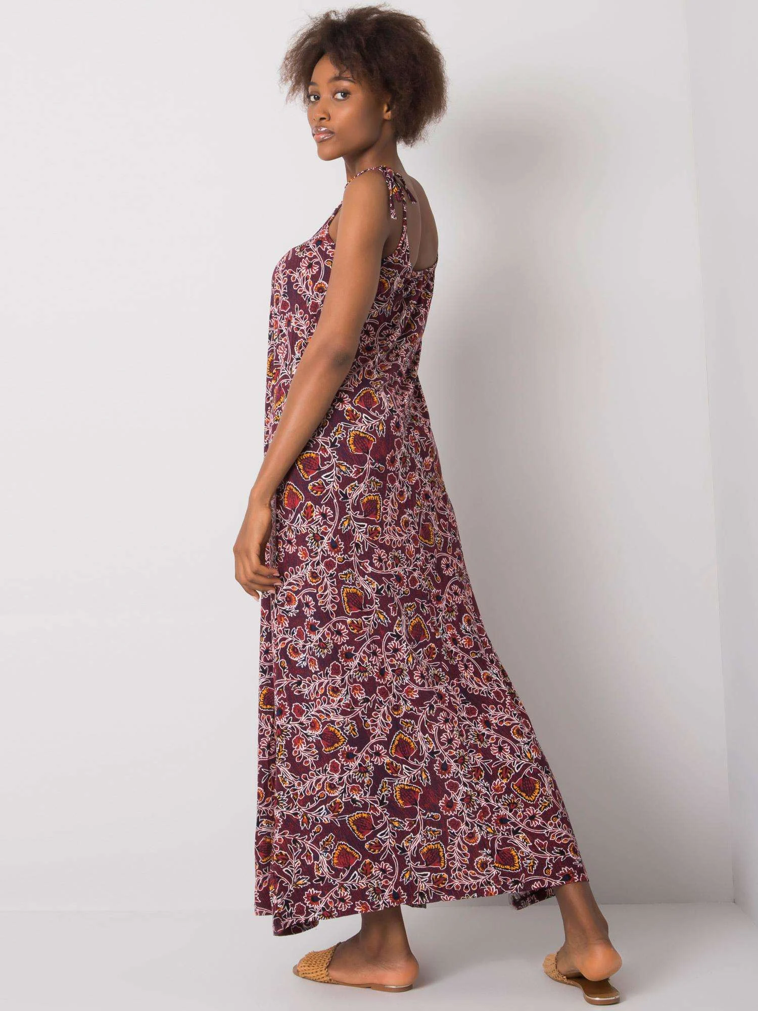 Rochie Dama Maxi, Imprimat, WEAR ON COLLECTION, Bordo Casual - Image 4