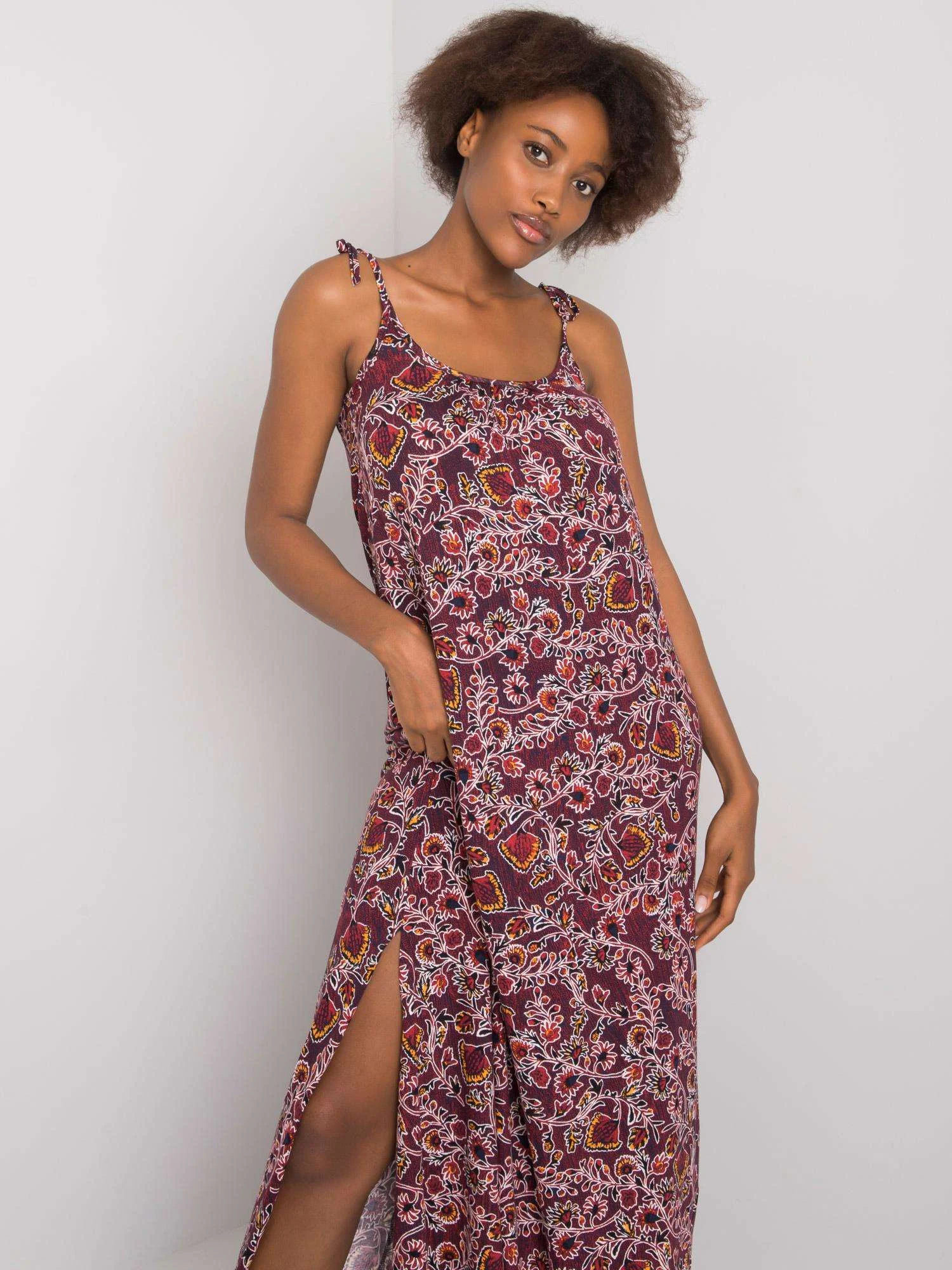 Rochie Dama Maxi, Imprimat, WEAR ON COLLECTION, Bordo Casual - Image 3