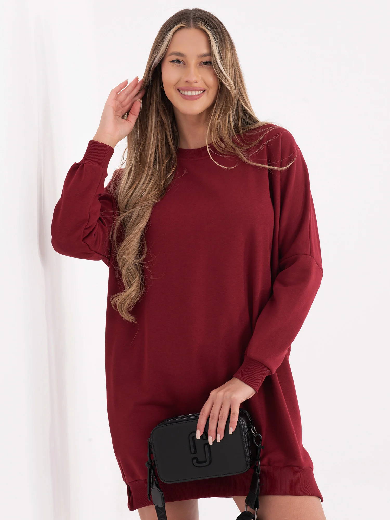 Rochie Dama Maxi, Oversize, RELEVANCE, Bordo - Image 6