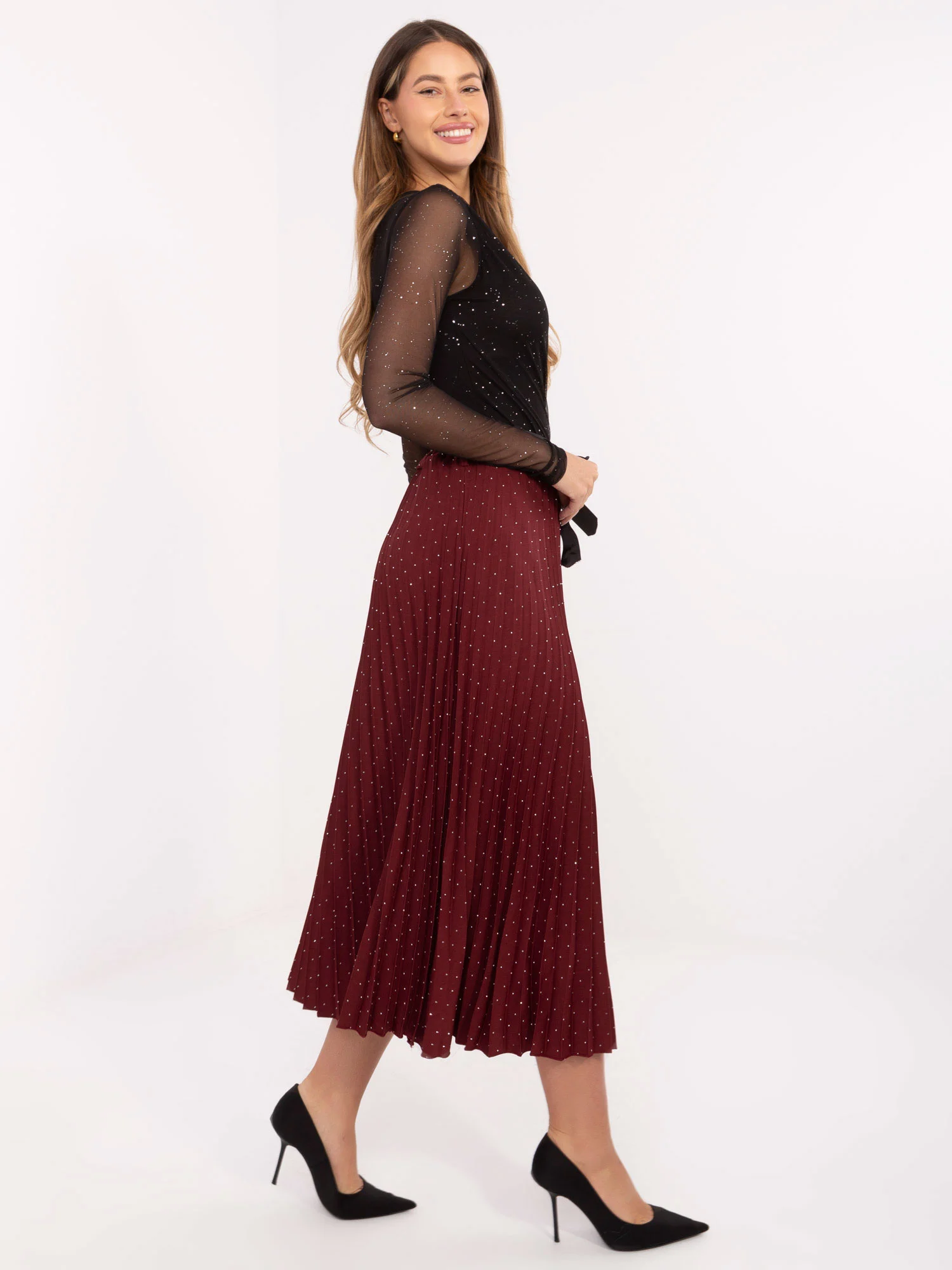 Fusta Dama Midi, Elegant, RUE PARIS, Bordo Eleganta - imagine 4