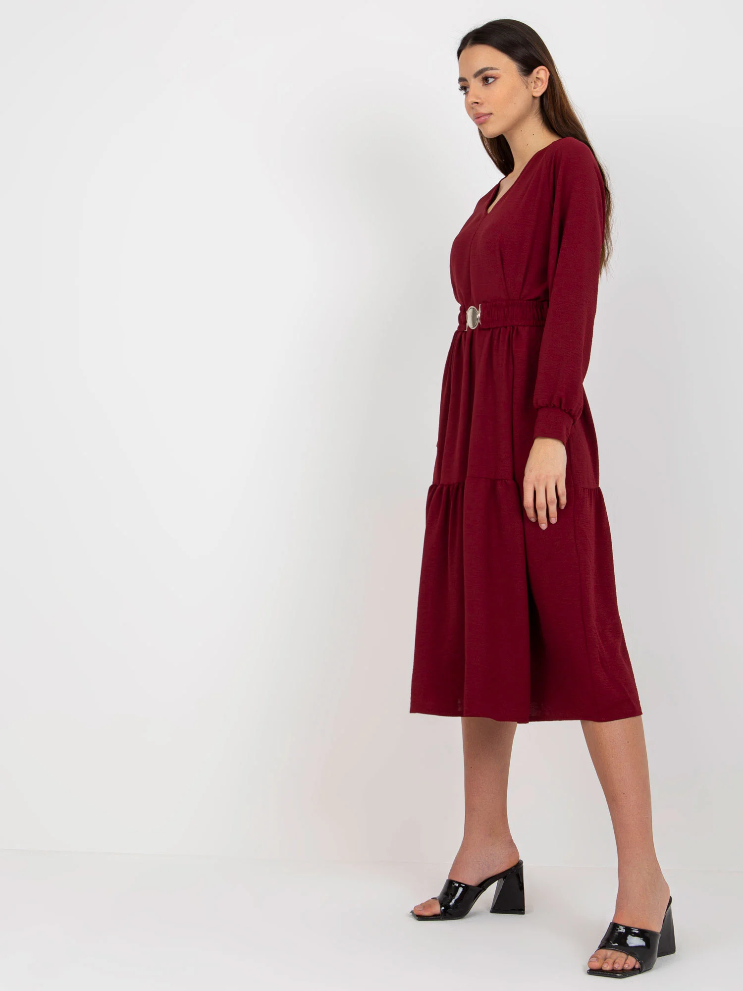 Rochie Dama Maxi, Lejera, Och Bella, Bordo Eleganta Office - Image 2