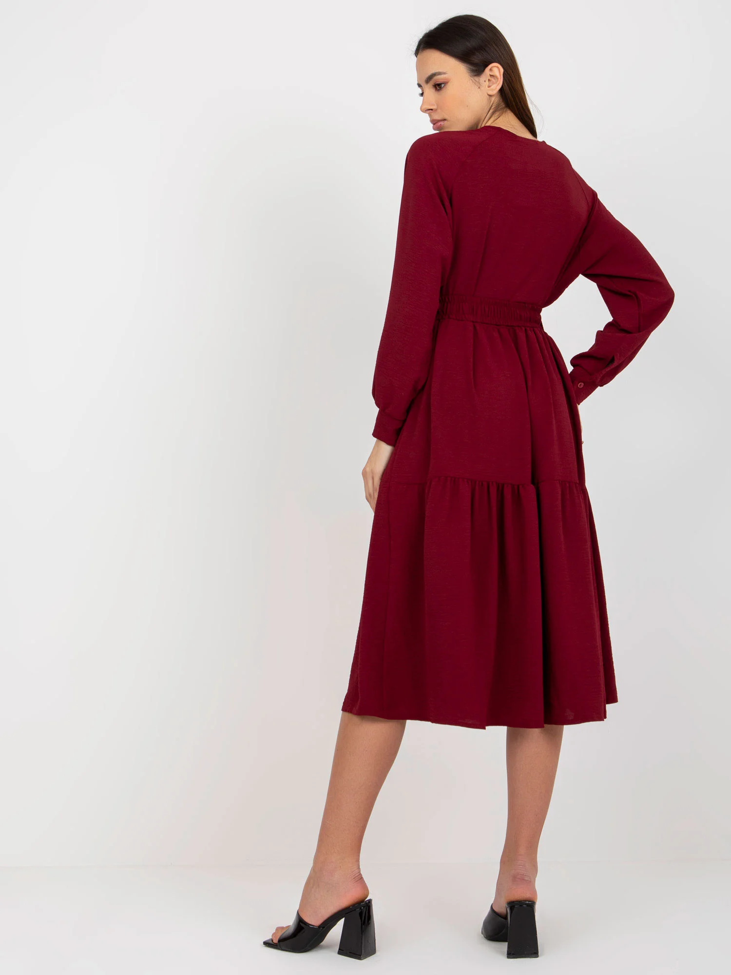 Rochie Dama Maxi, Lejera, Och Bella, Bordo Eleganta Office - Image 3