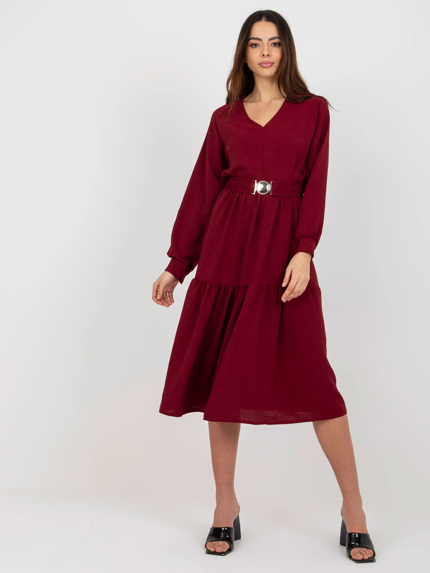 Rochie Dama Maxi, Lejera, Och Bella, Bordo Eleganta Office - Image 5