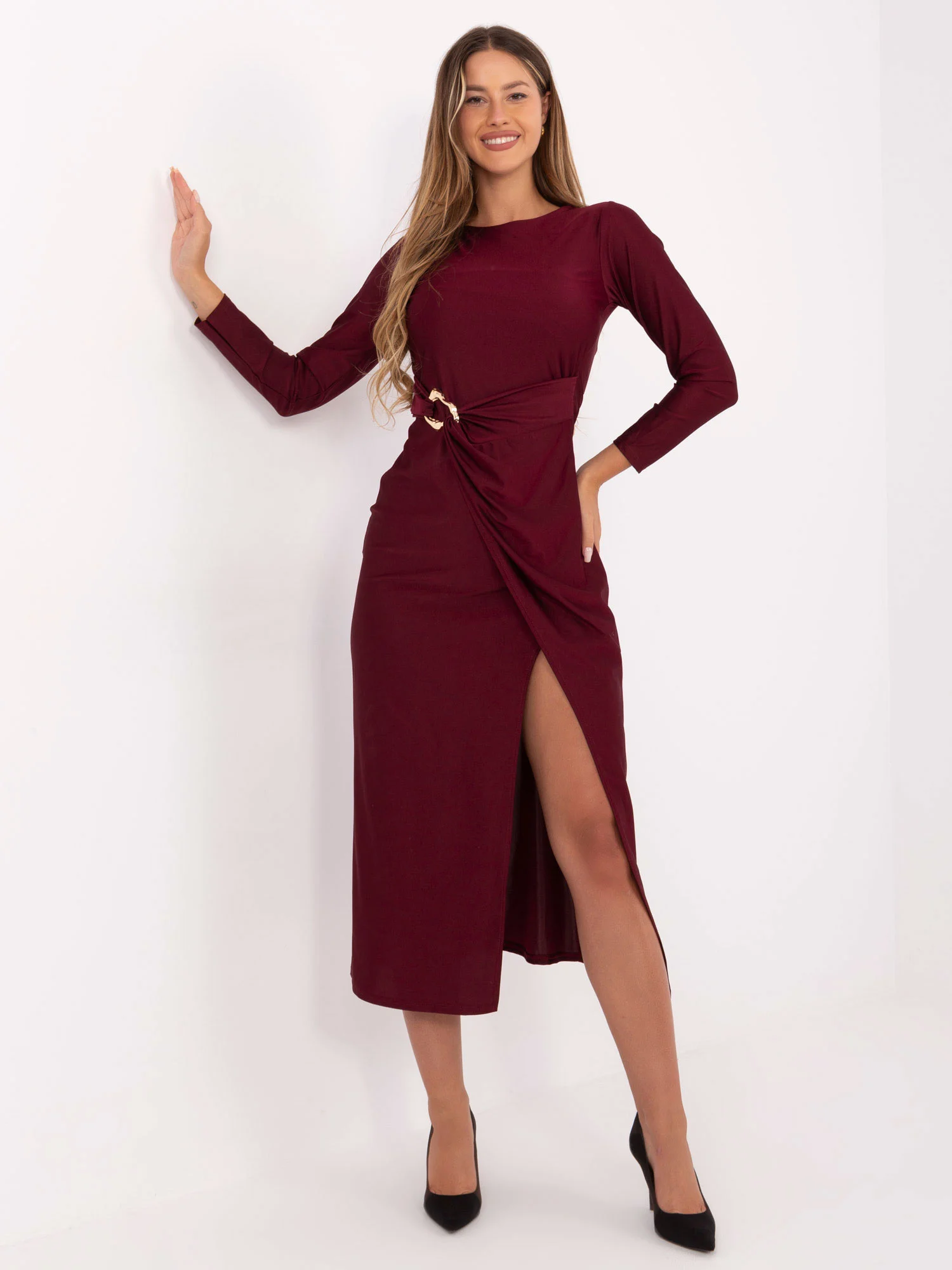Rochie Dama Maxi, Petrecuta, ITALY MODA, Bordo de Seara - imagine 4