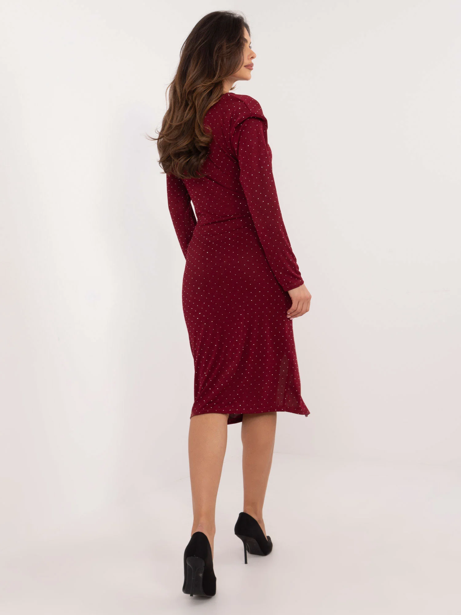 Rochie Dama Maxi, Rochie creion, ITALY MODA, Bordo de Sarbatori - Image 2