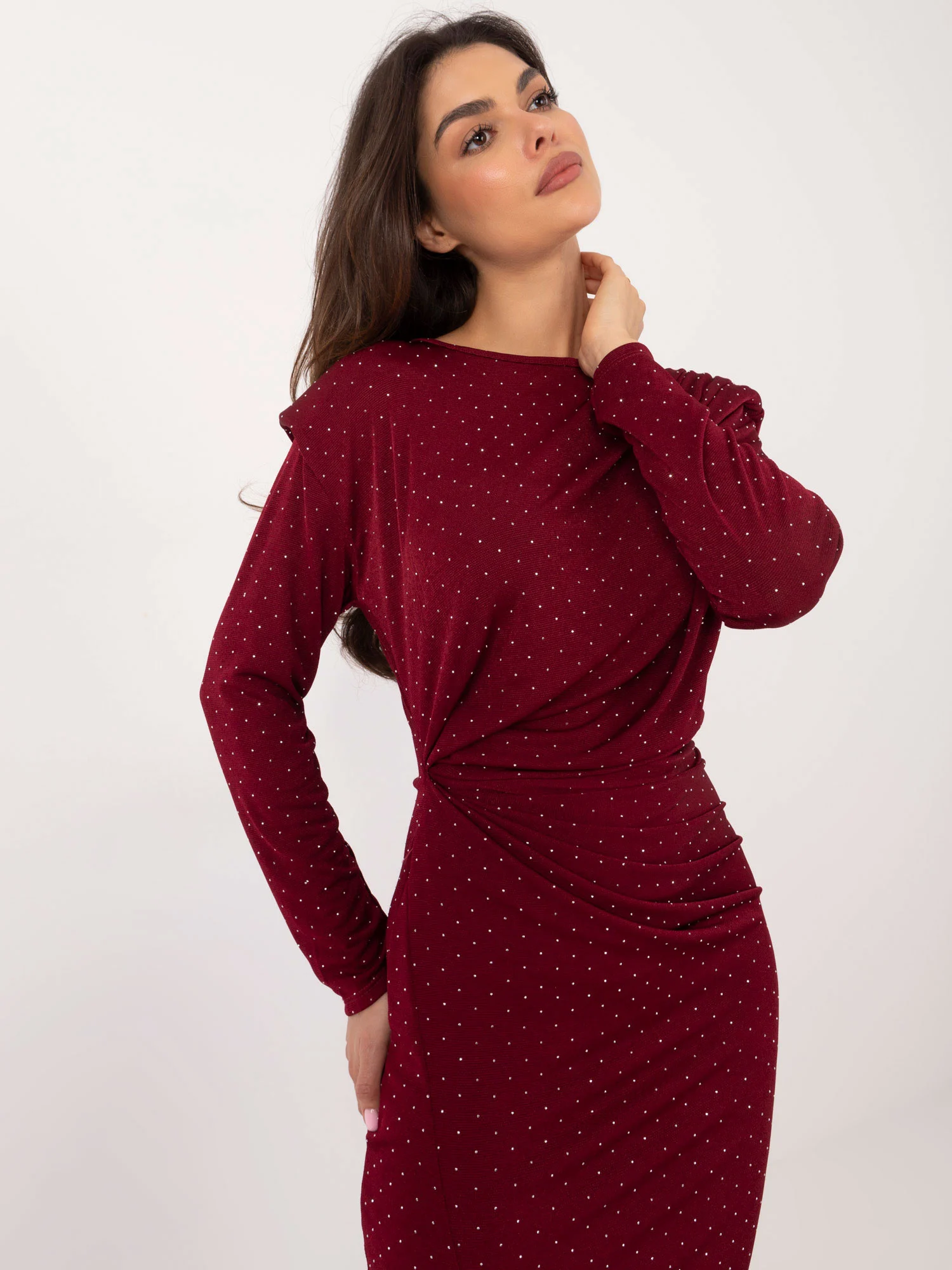 Rochie Dama Maxi, Rochie creion, ITALY MODA, Bordo de Sarbatori - Image 4