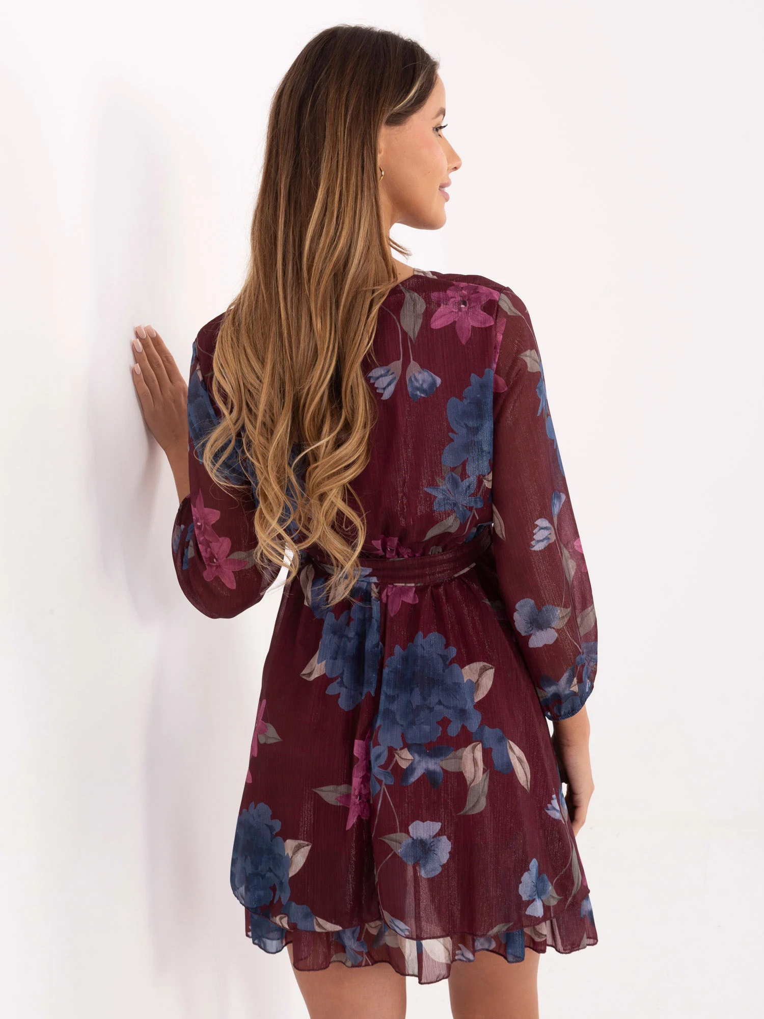 Rochie Dama Maxi, Floral, ITALY MODA, Bordo - Image 2