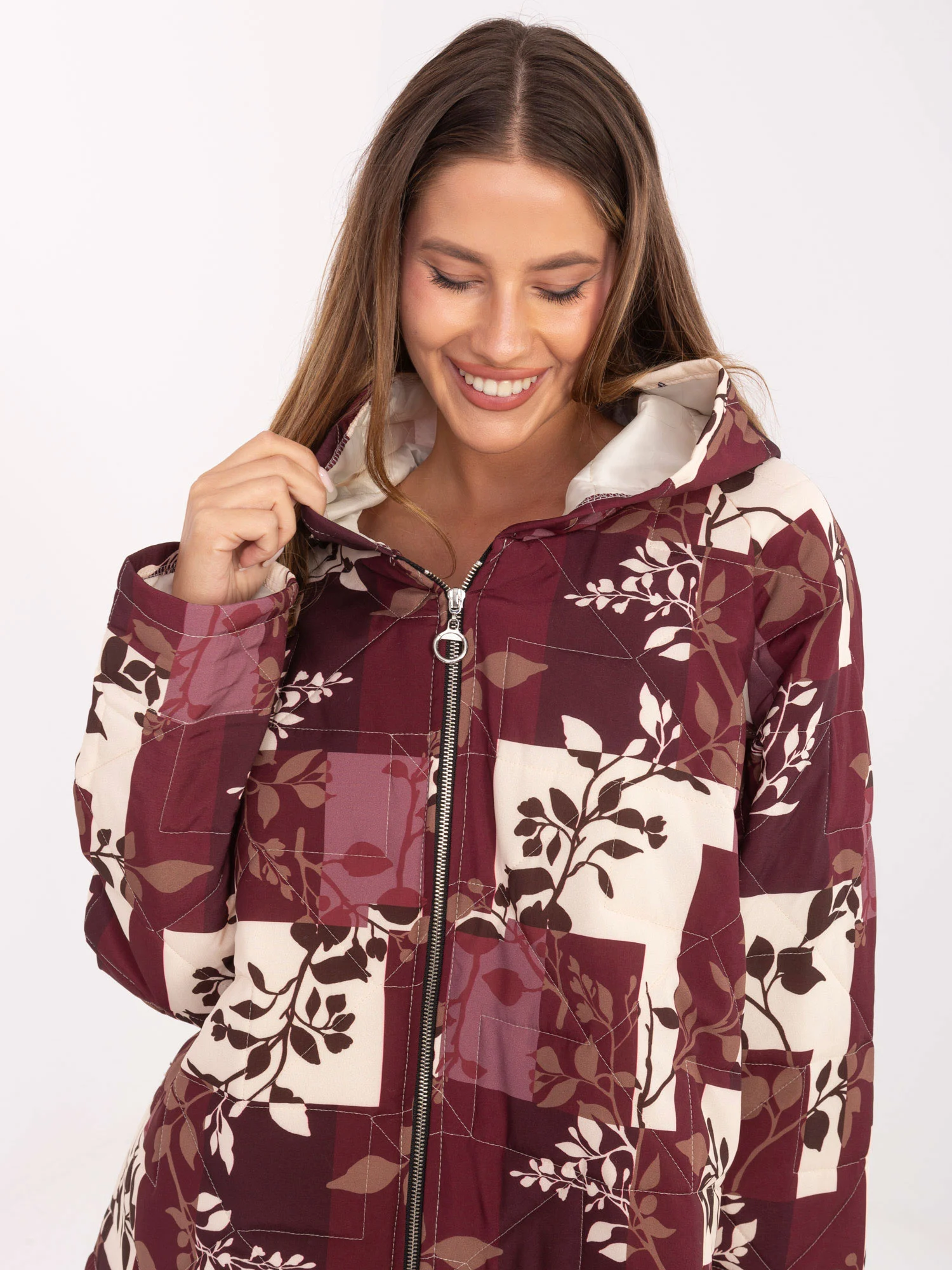 Jacheta Dama Maneca lunga, Imprimat, MODA ITALY, Bordo de Vara - imagine 4