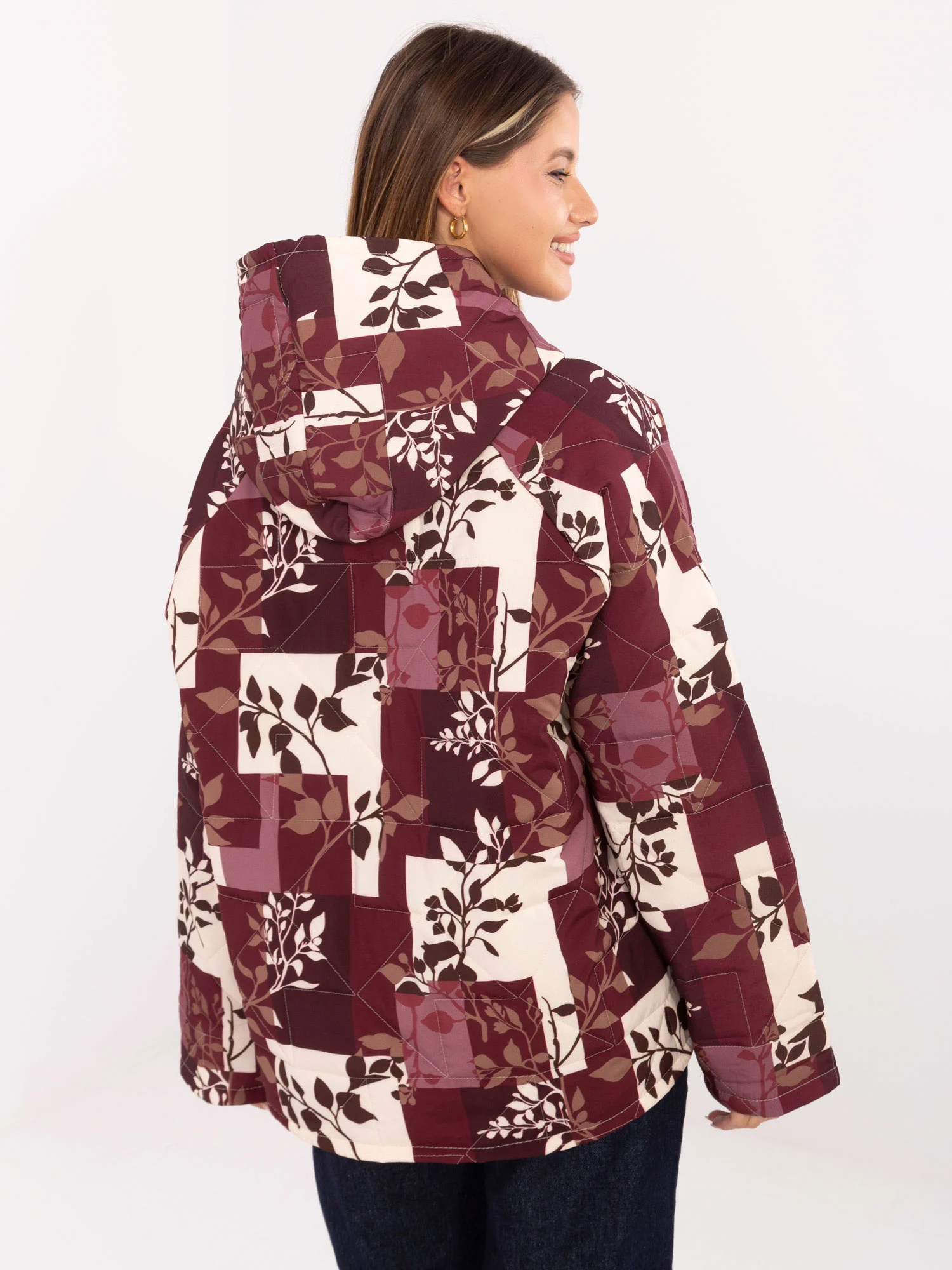 Jacheta Dama Maneca lunga, Imprimat, MODA ITALY, Bordo de Vara - imagine 2