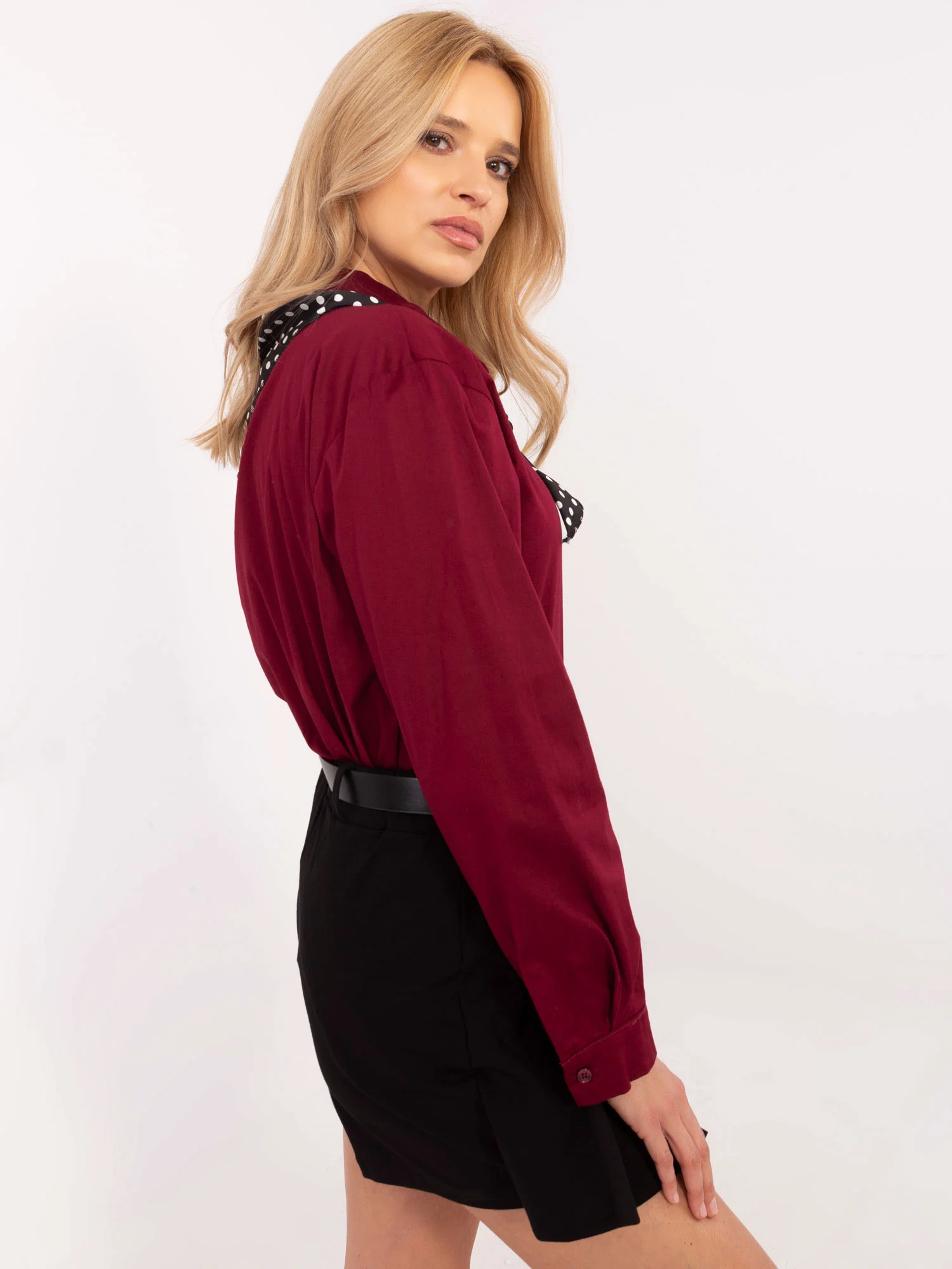 Camasa Dama Maneca lunga, Elegant, ITALY MODA, Bordo Eleganta Office - imagine 5
