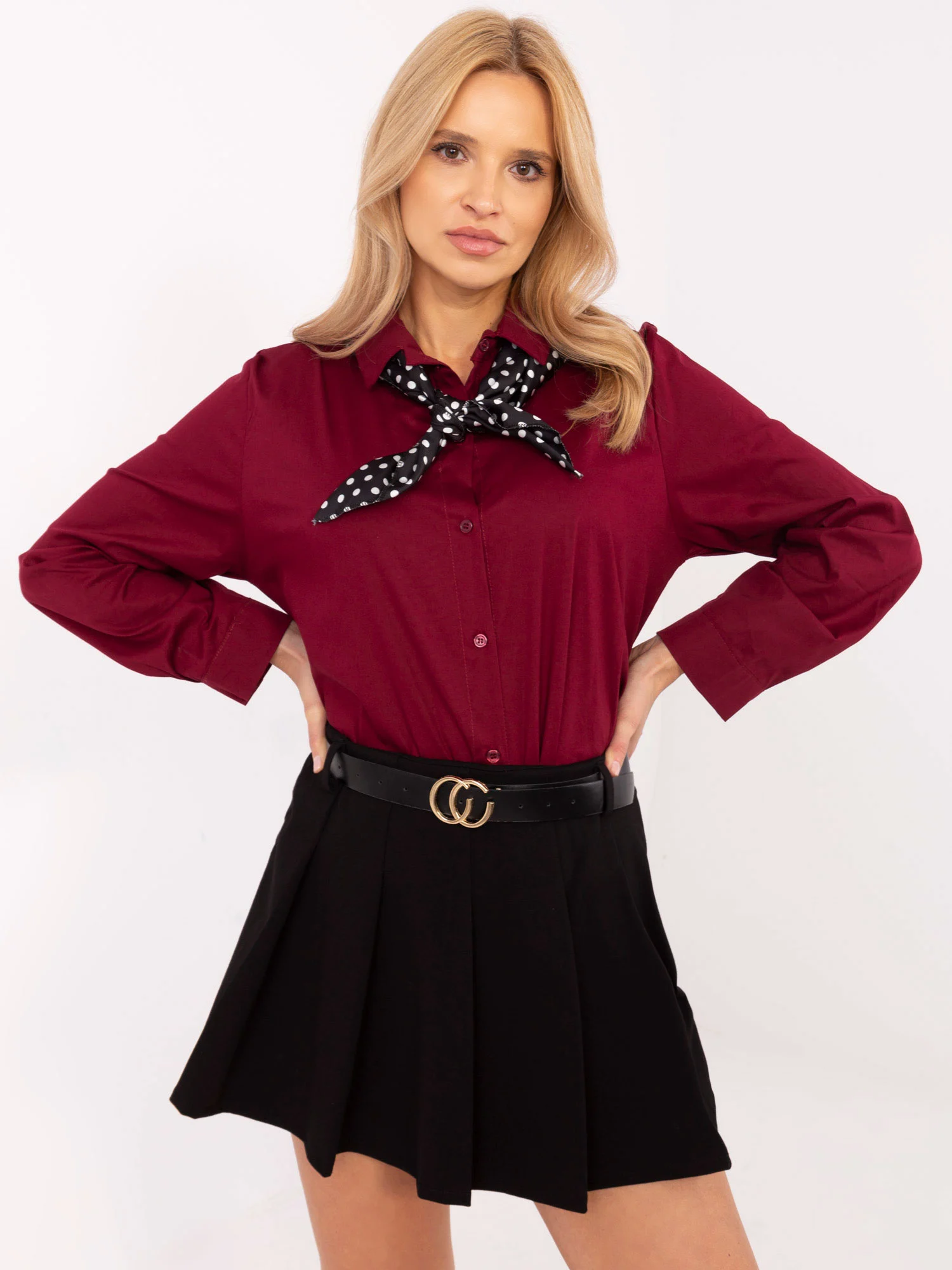 Camasa Dama Maneca lunga, Elegant, ITALY MODA, Bordo Eleganta Office - imagine 3