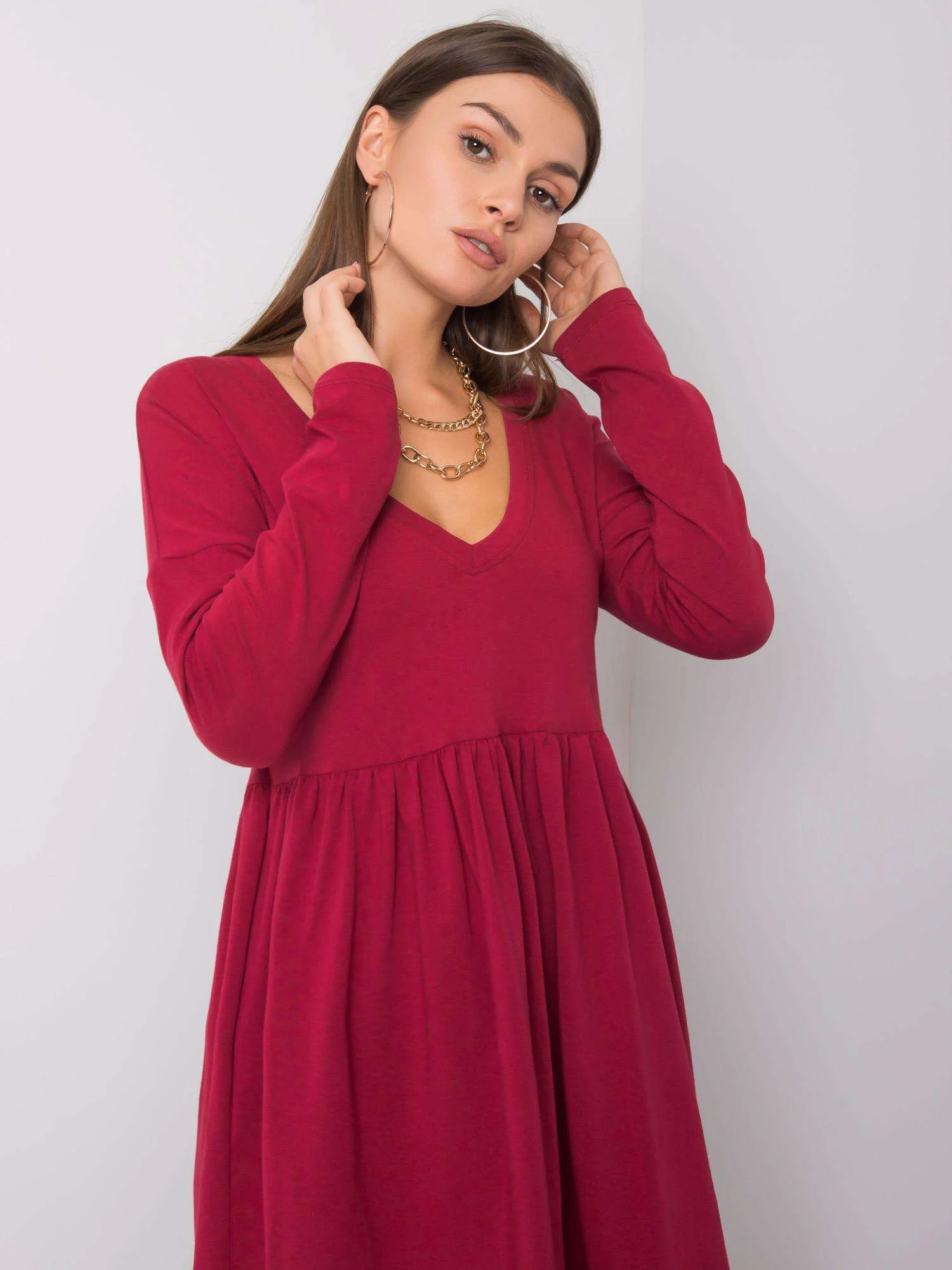 Rochie Dama Maxi, Lejera, RUE PARIS, Bordo Casual - Image 2