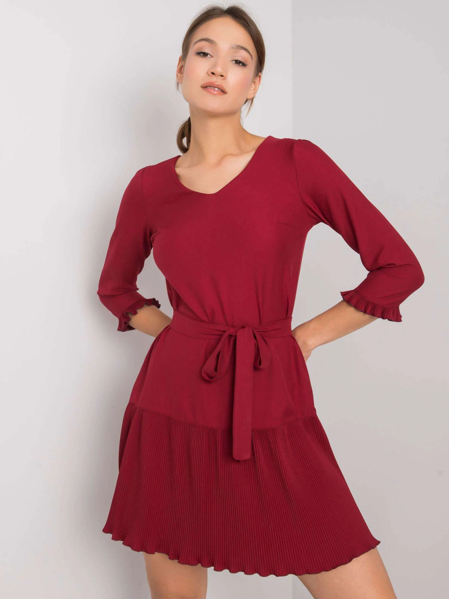 Rochie Dama Mini, Clasic, LAKERTA, Bordo de Ocazie Nunta - imagine 5