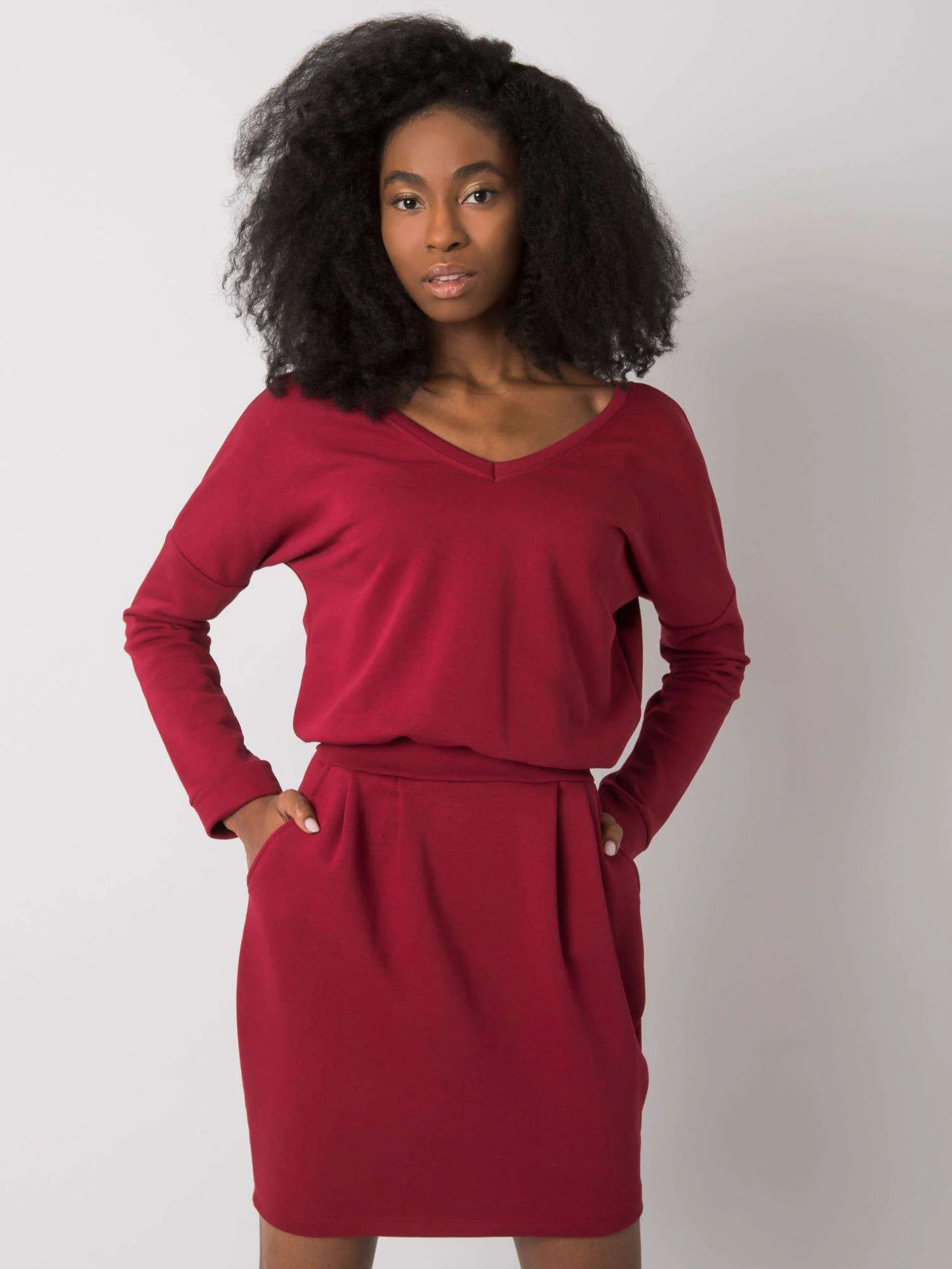 Rochie Dama Maxi, Rochie dreapta, RUE PARIS, Bordo Eleganta Office - Image 3