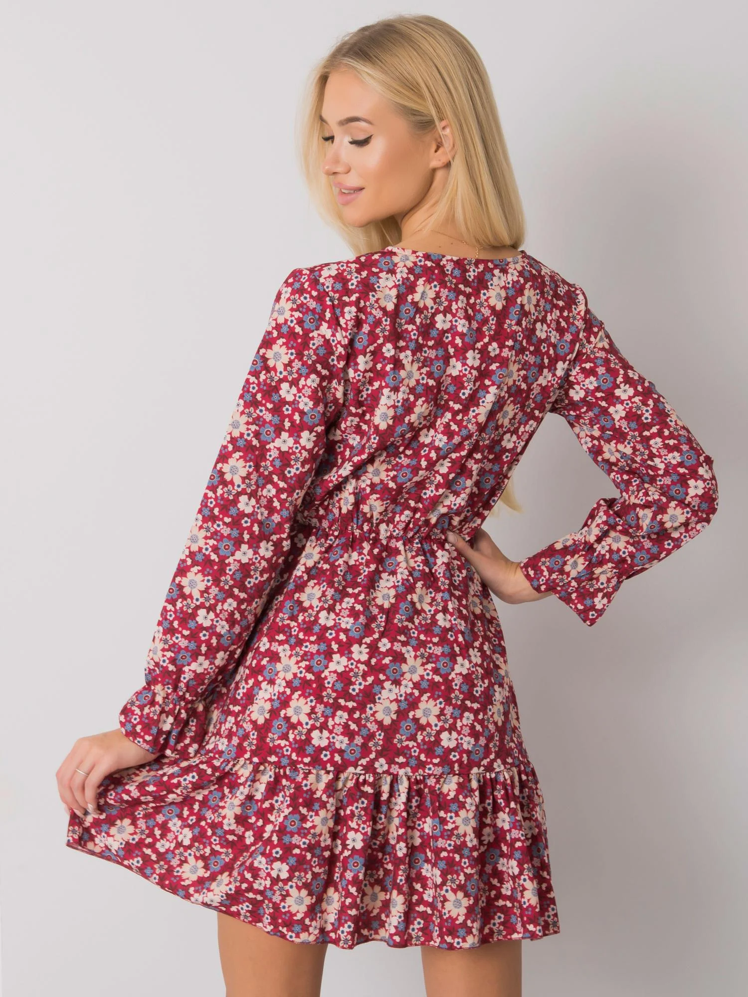 Rochie Dama Maxi, Imprimat, Och Bella, Bordo Casual - Image 3