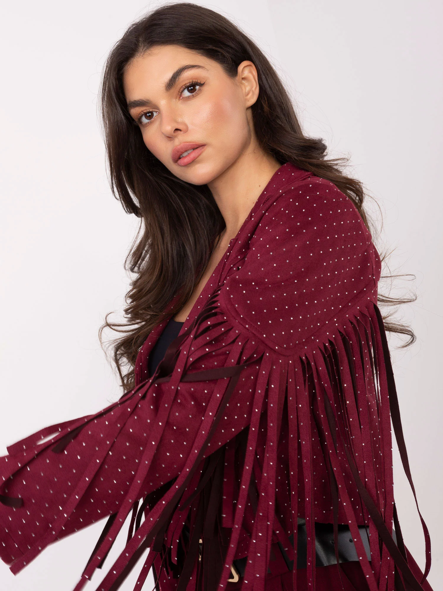 Jacheta Dama Mini, Guler inalt, ITALY MODA, Bordo de Vara - imagine 2