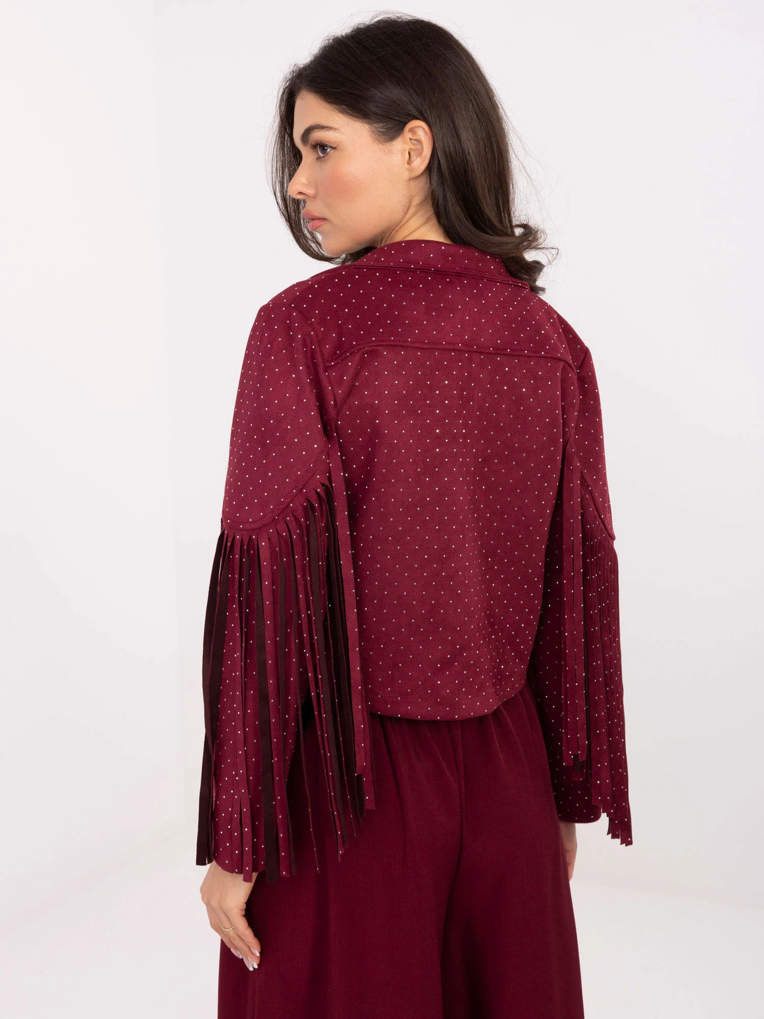 Jacheta Dama Mini, Guler inalt, ITALY MODA, Bordo de Vara - imagine 3