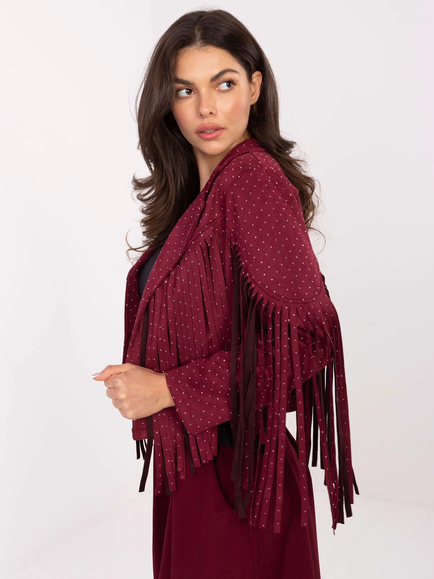 Jacheta Dama Mini, Guler inalt, ITALY MODA, Bordo de Vara - imagine 5