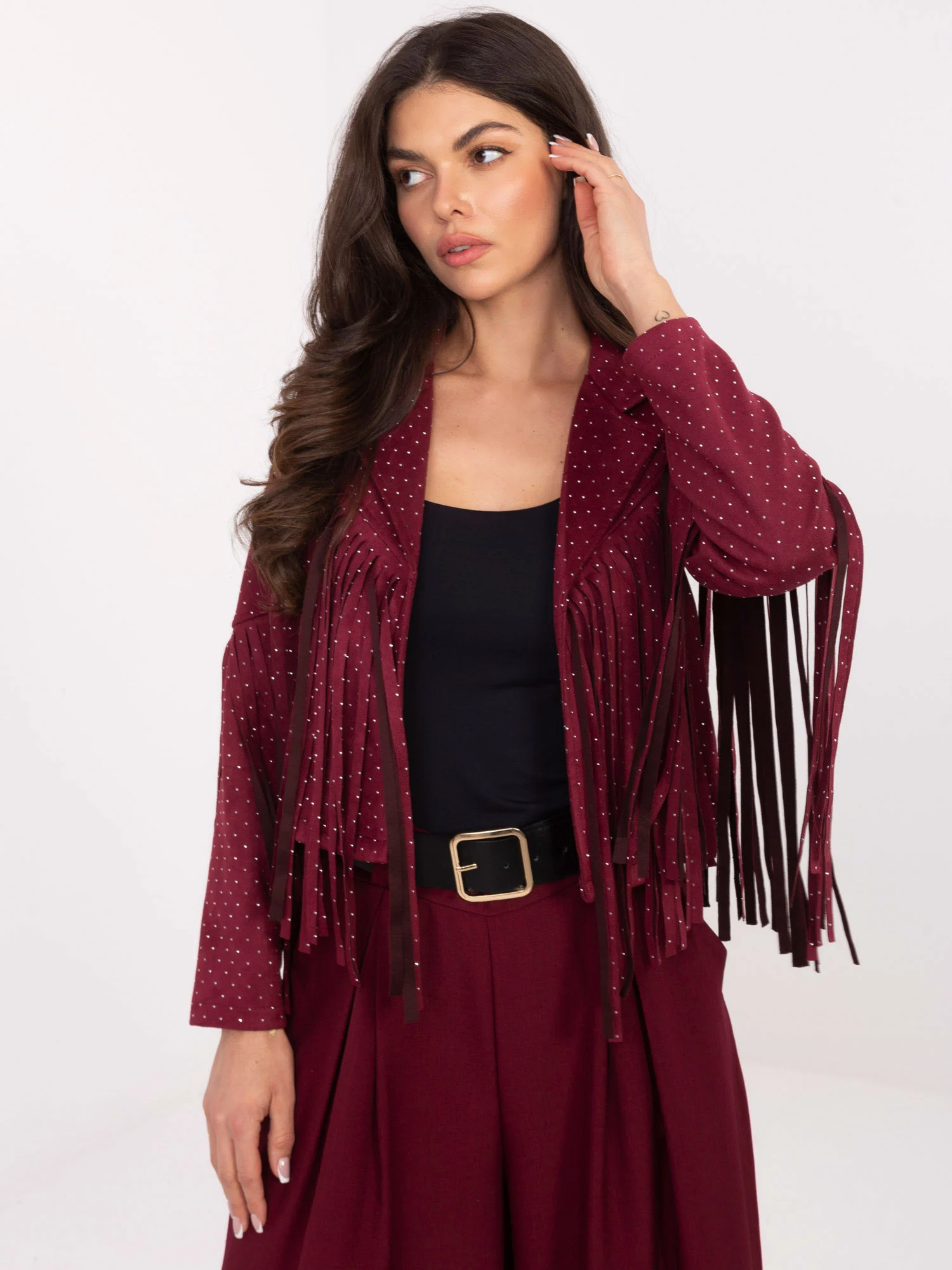Jacheta Dama Mini, Guler inalt, ITALY MODA, Bordo de Vara - imagine 4