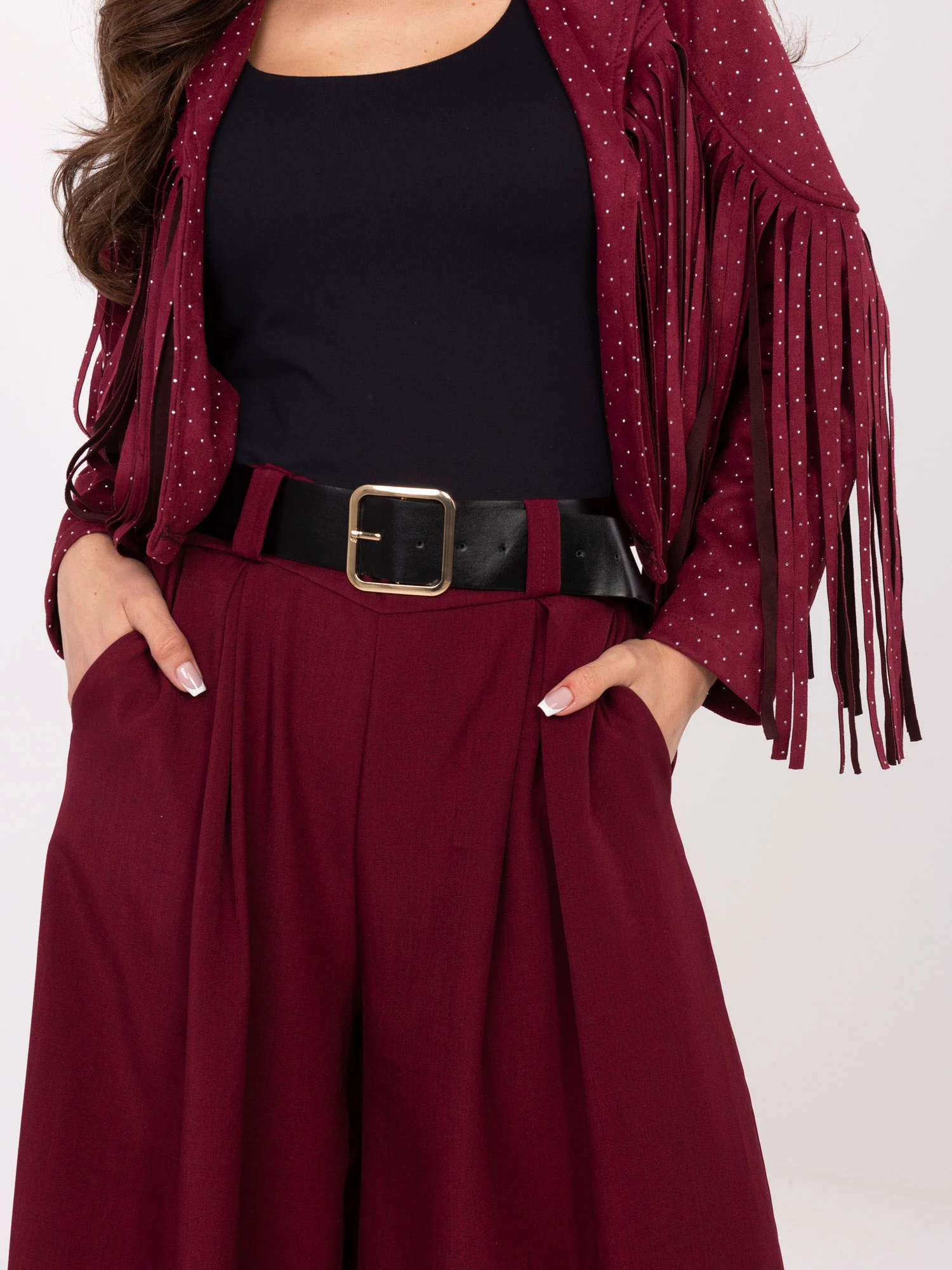 Pantaloni Dama Lunga, Elegant, MODA ITALY, Bordo Eleganta Office - imagine 4