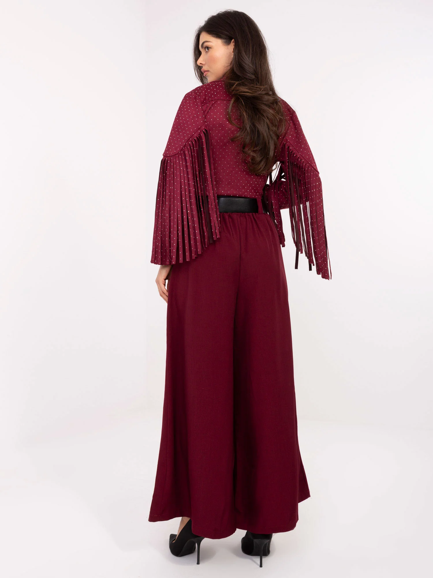 Pantaloni Dama Lunga, Elegant, MODA ITALY, Bordo Eleganta Office - imagine 5