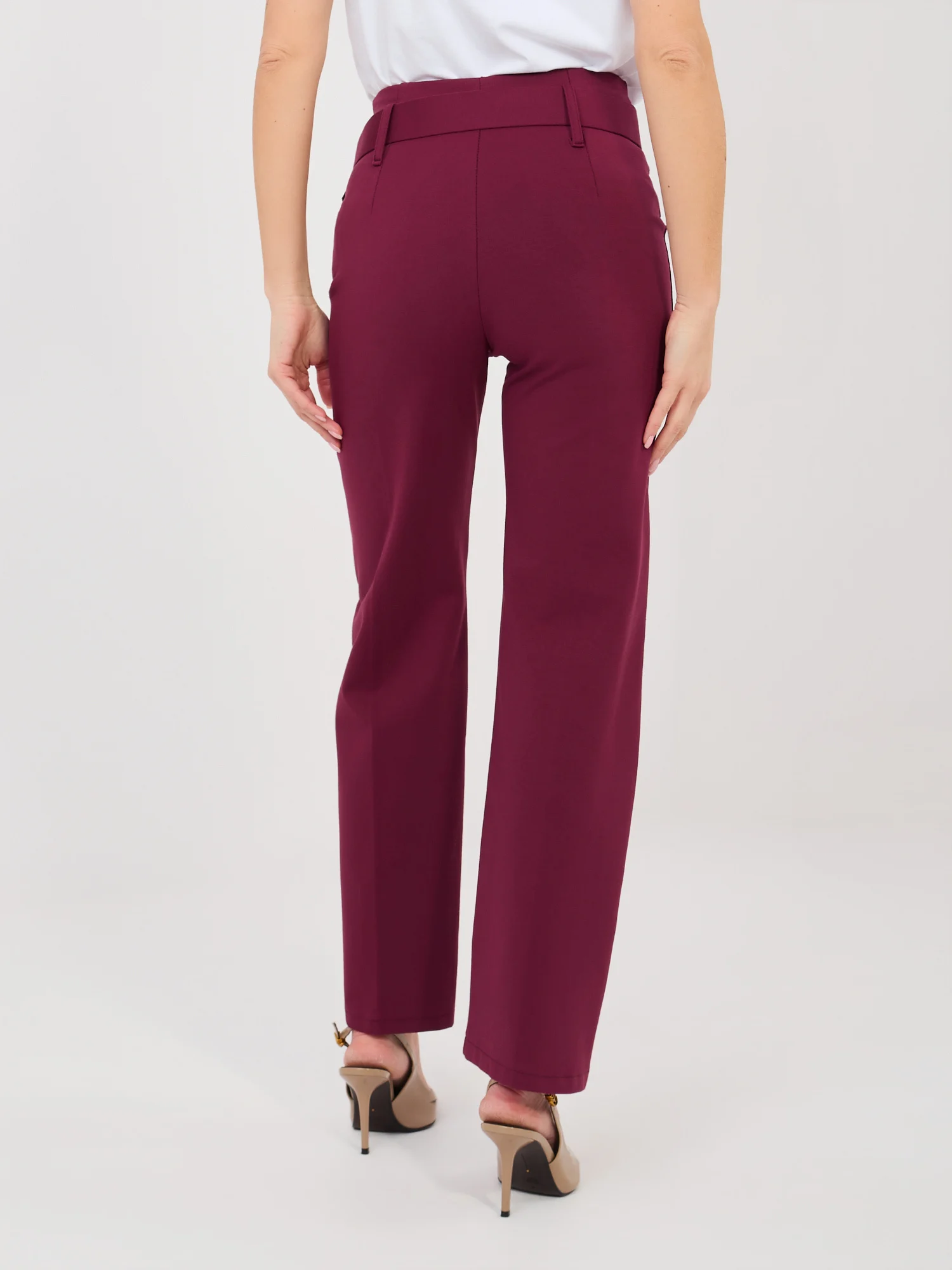 Pantaloni Dama Croiala dreapta, Guler inalt, RUE PARIS, Rosu Eleganta Office - imagine 5