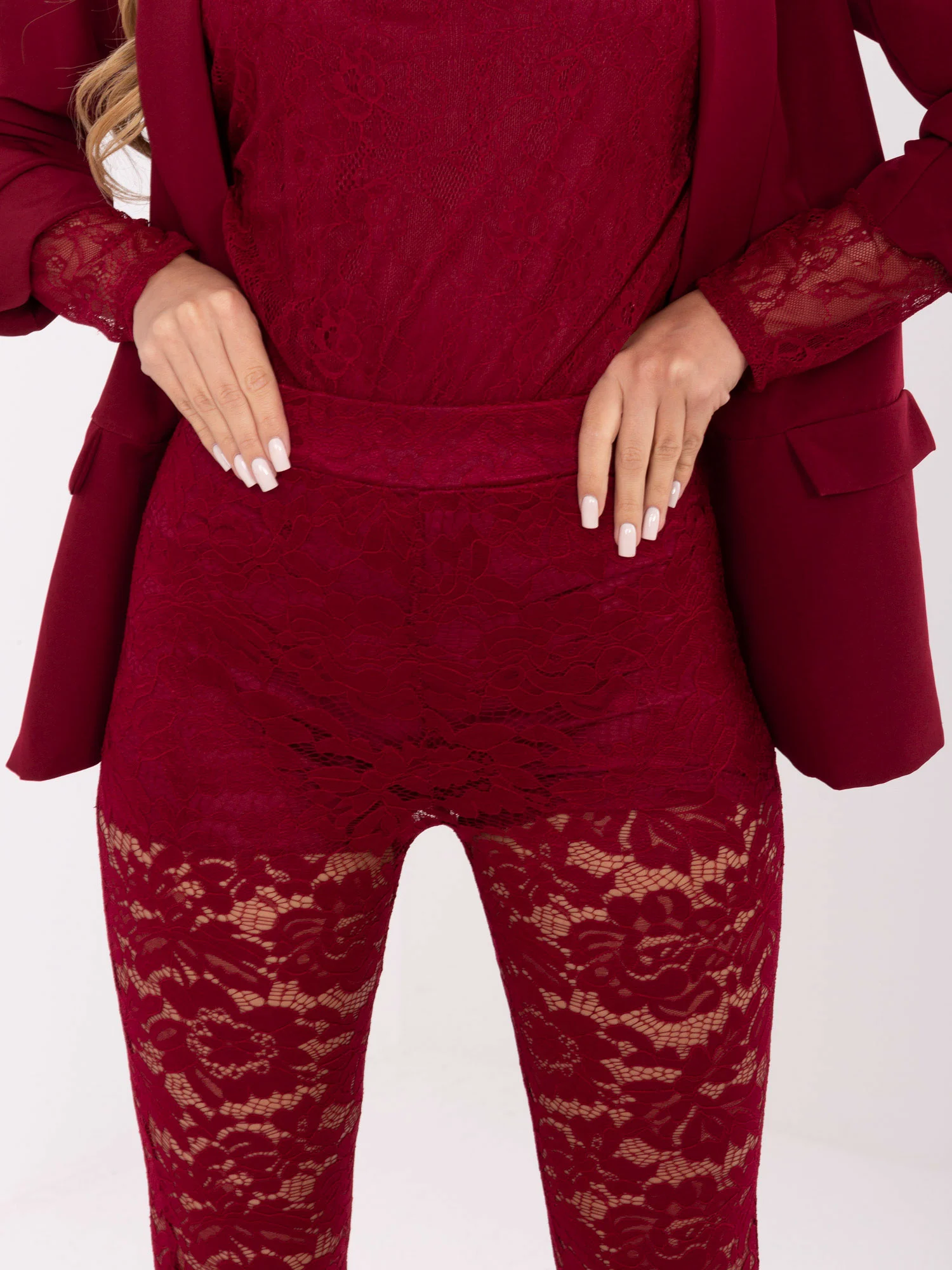 Pantaloni Dama Dantela, Lejera, ITALY MODA, Bordo de Petrecere - imagine 3