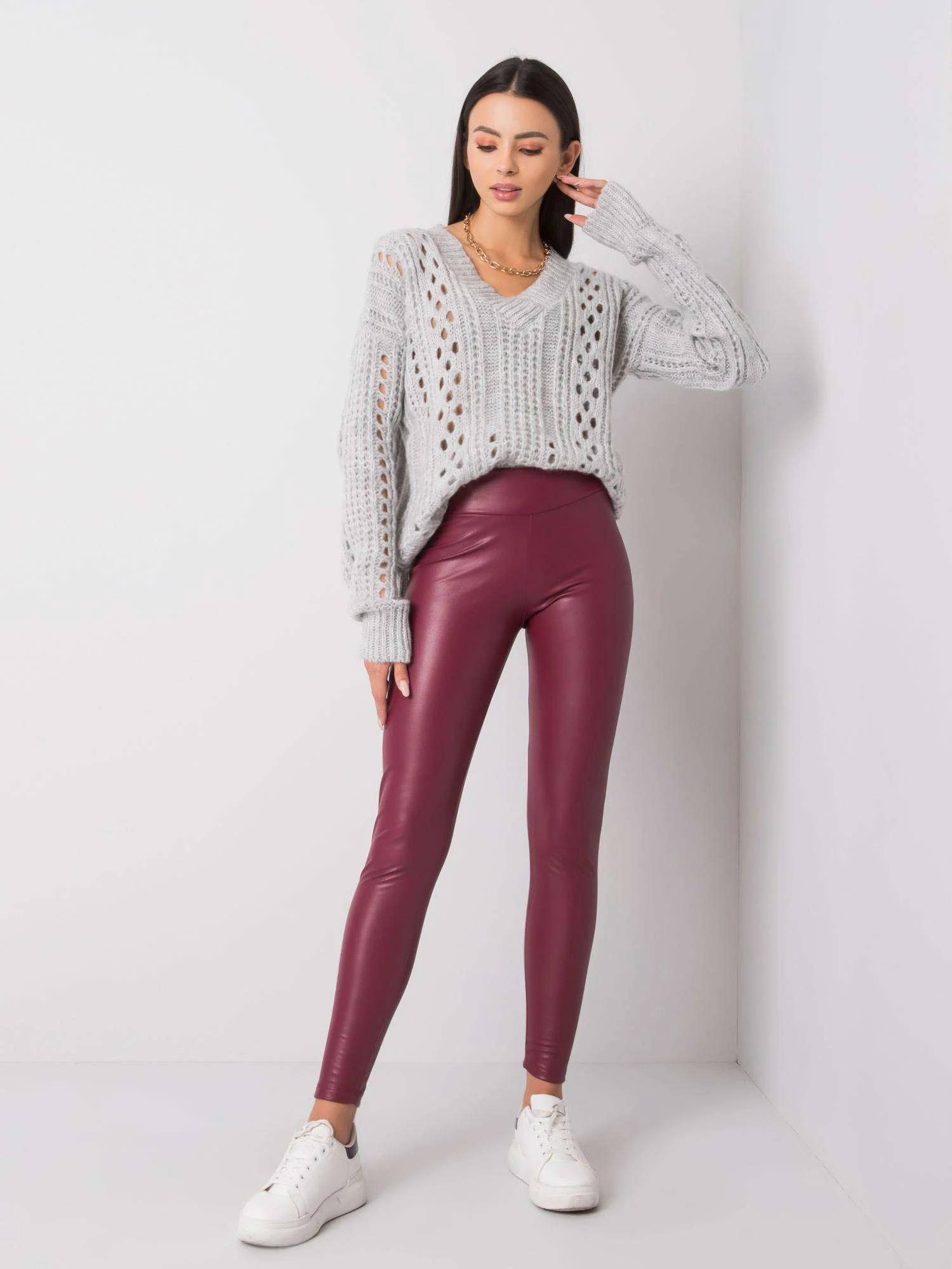 Colanti Dama Conica, Bumbac, RUE PARIS, Rosu Casual - imagine 4