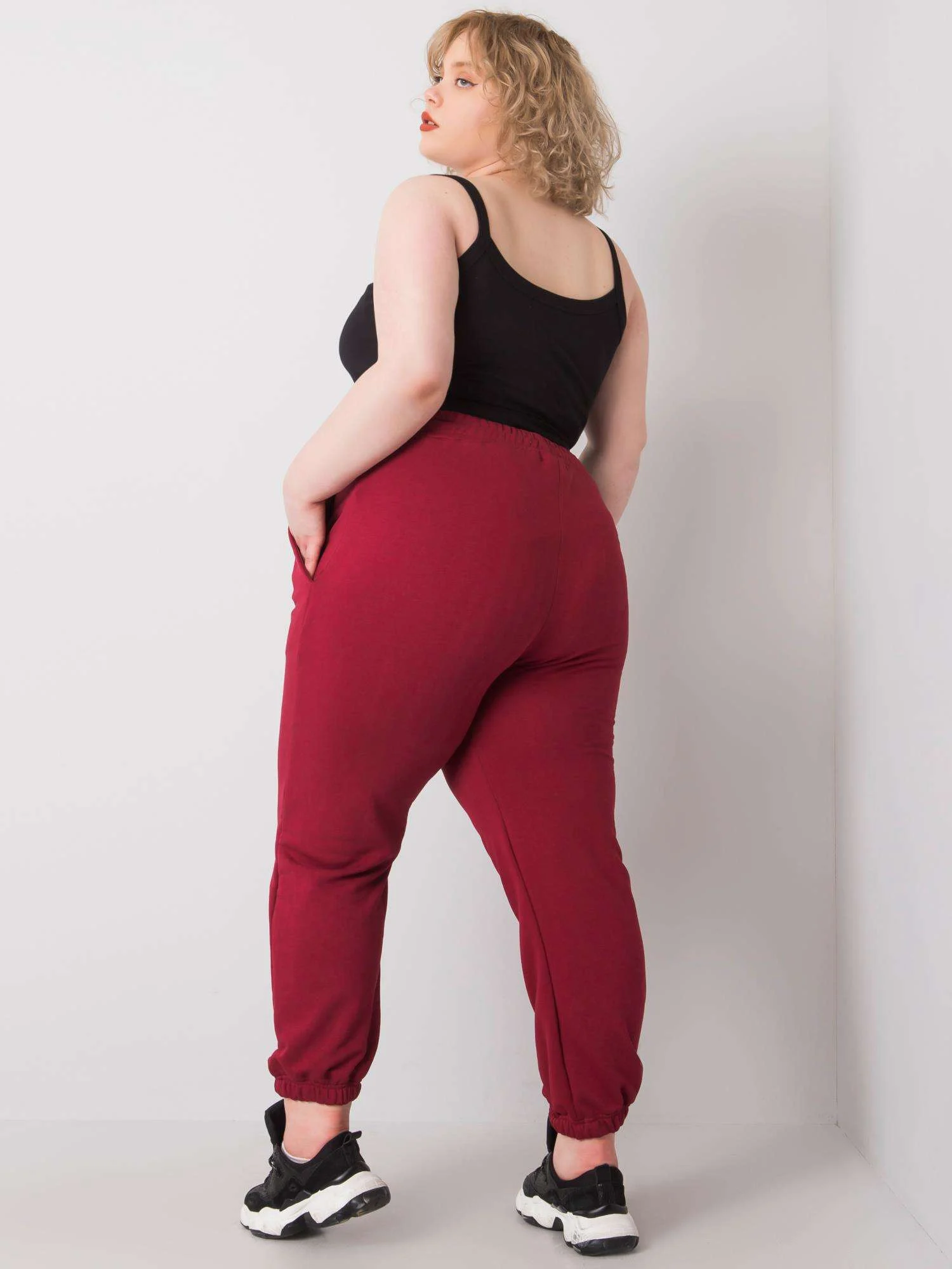Pantaloni Trening Dama Lunga, Sport, BASIC FEEL GOOD, Bordo Casual Marimi Mari - imagine 7