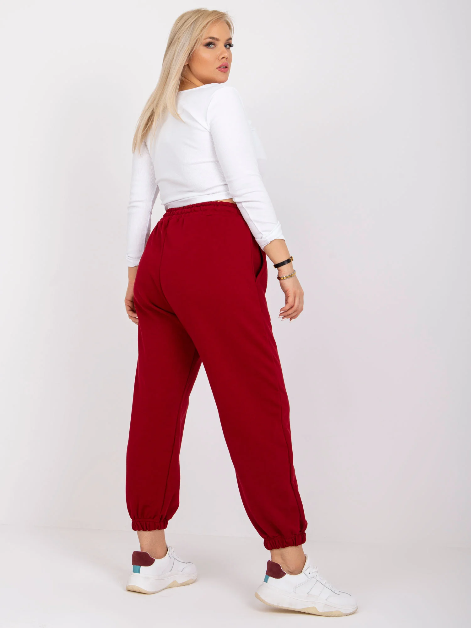 Pantaloni Trening Dama Lunga, Sport, BASIC FEEL GOOD, Bordo Casual Marimi Mari - imagine 4