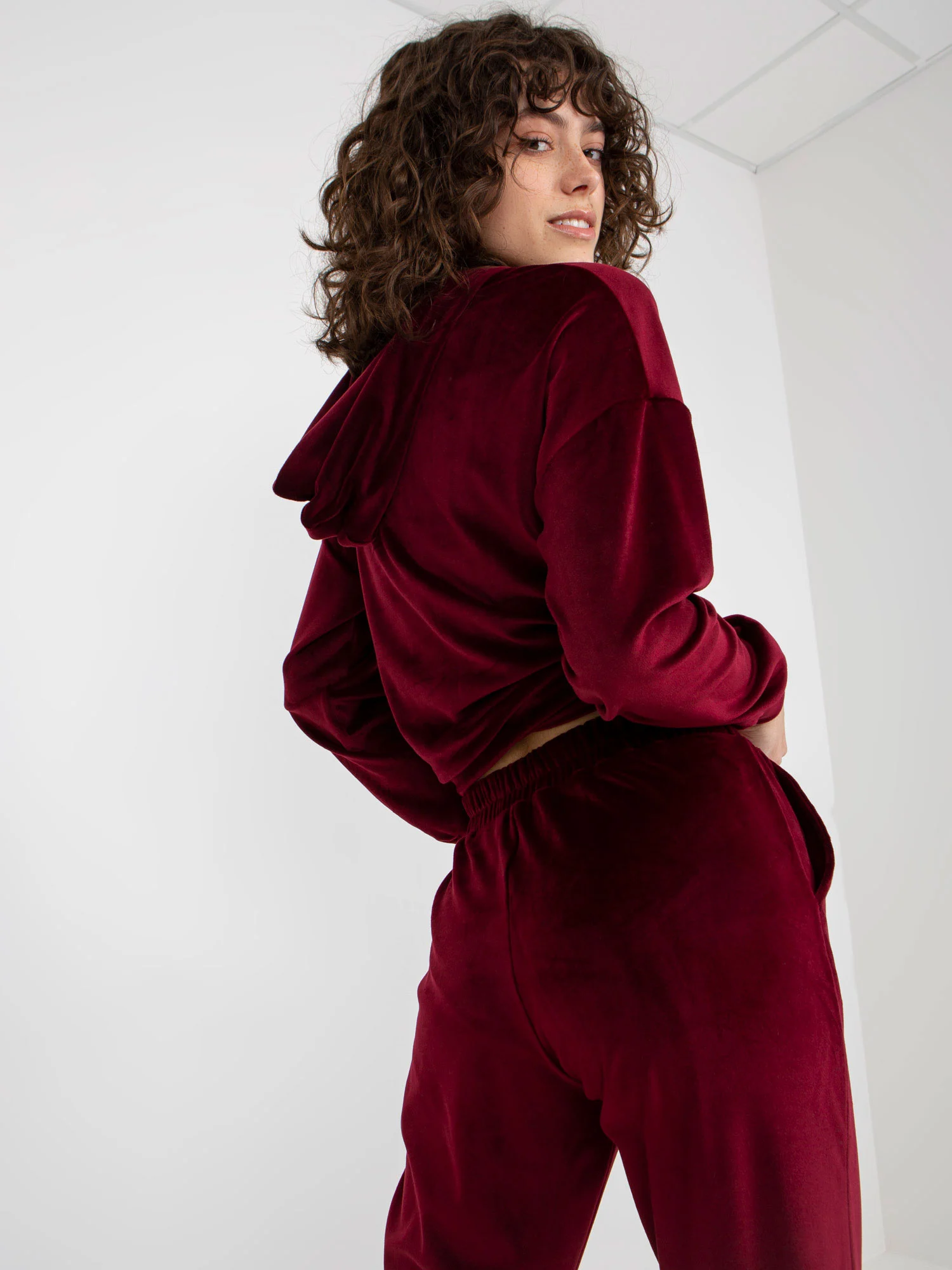 Compleu Dama Maneca lunga, Mansete elastice, LAKERTA, Bordo Casual - imagine 3