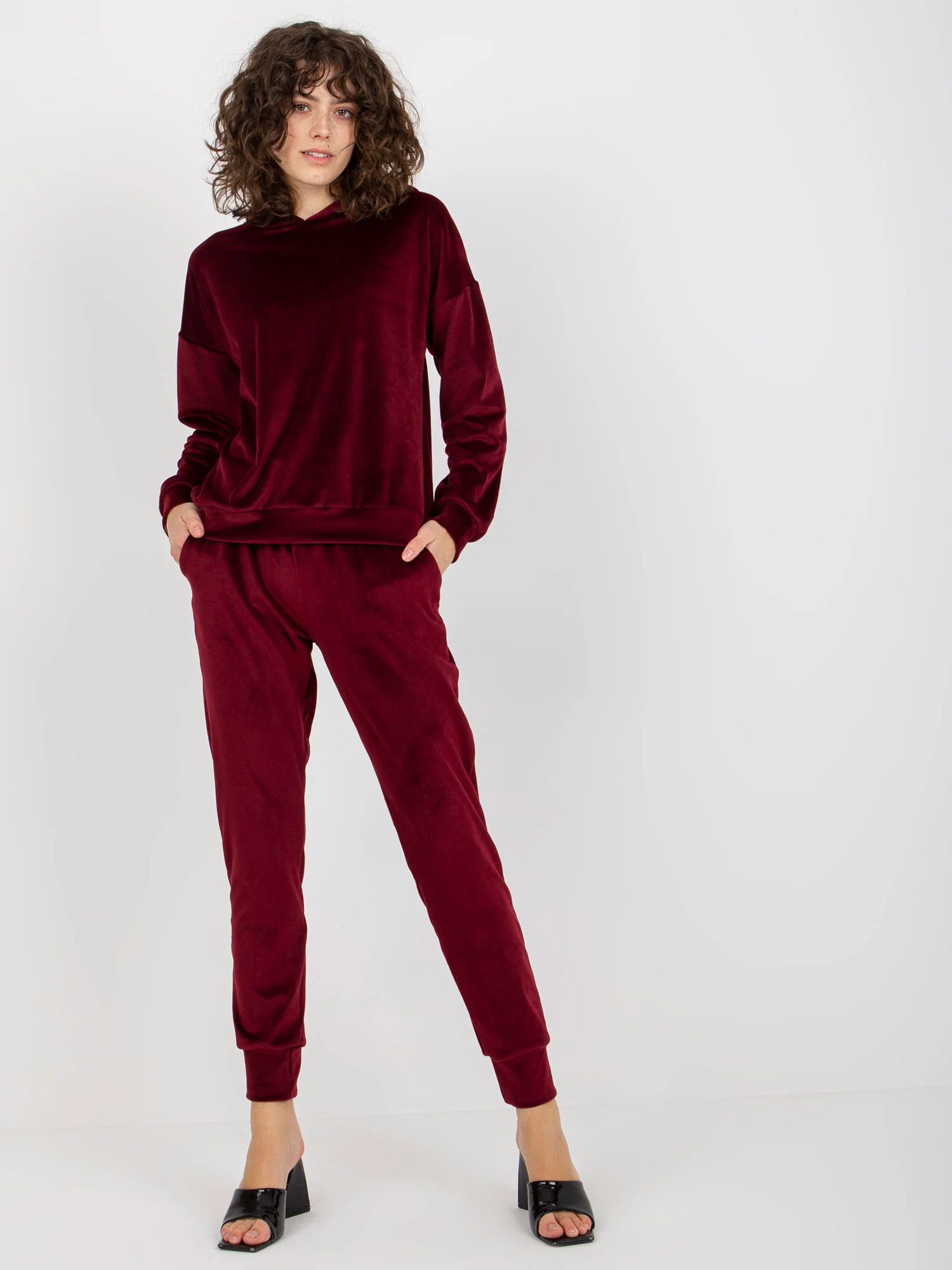 Compleu Dama Maneca lunga, Mansete elastice, LAKERTA, Bordo Casual - imagine 5