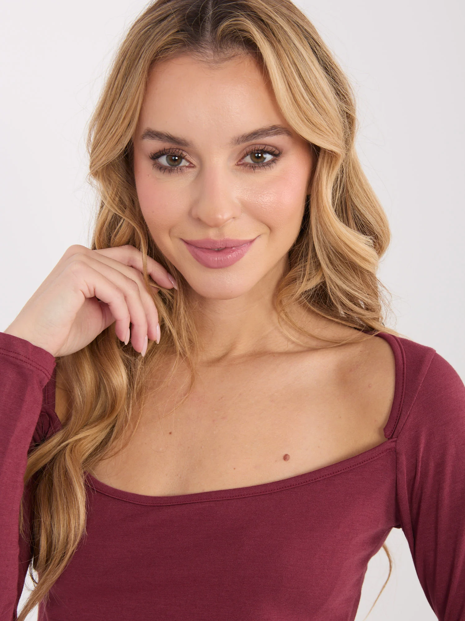 Bluza Dama Mini, Croiala dreapta, WESTEENE, Bordo Eleganta Office - imagine 6