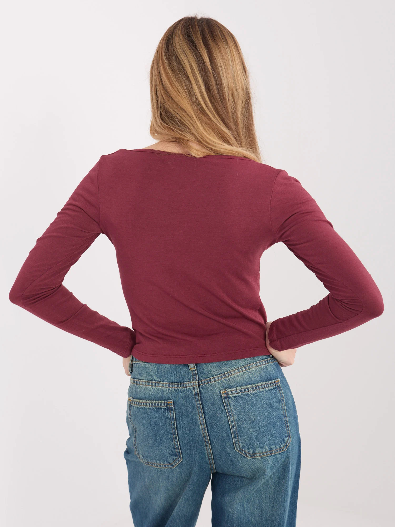 Bluza Dama Mini, Croiala dreapta, WESTEENE, Bordo Eleganta Office - imagine 4