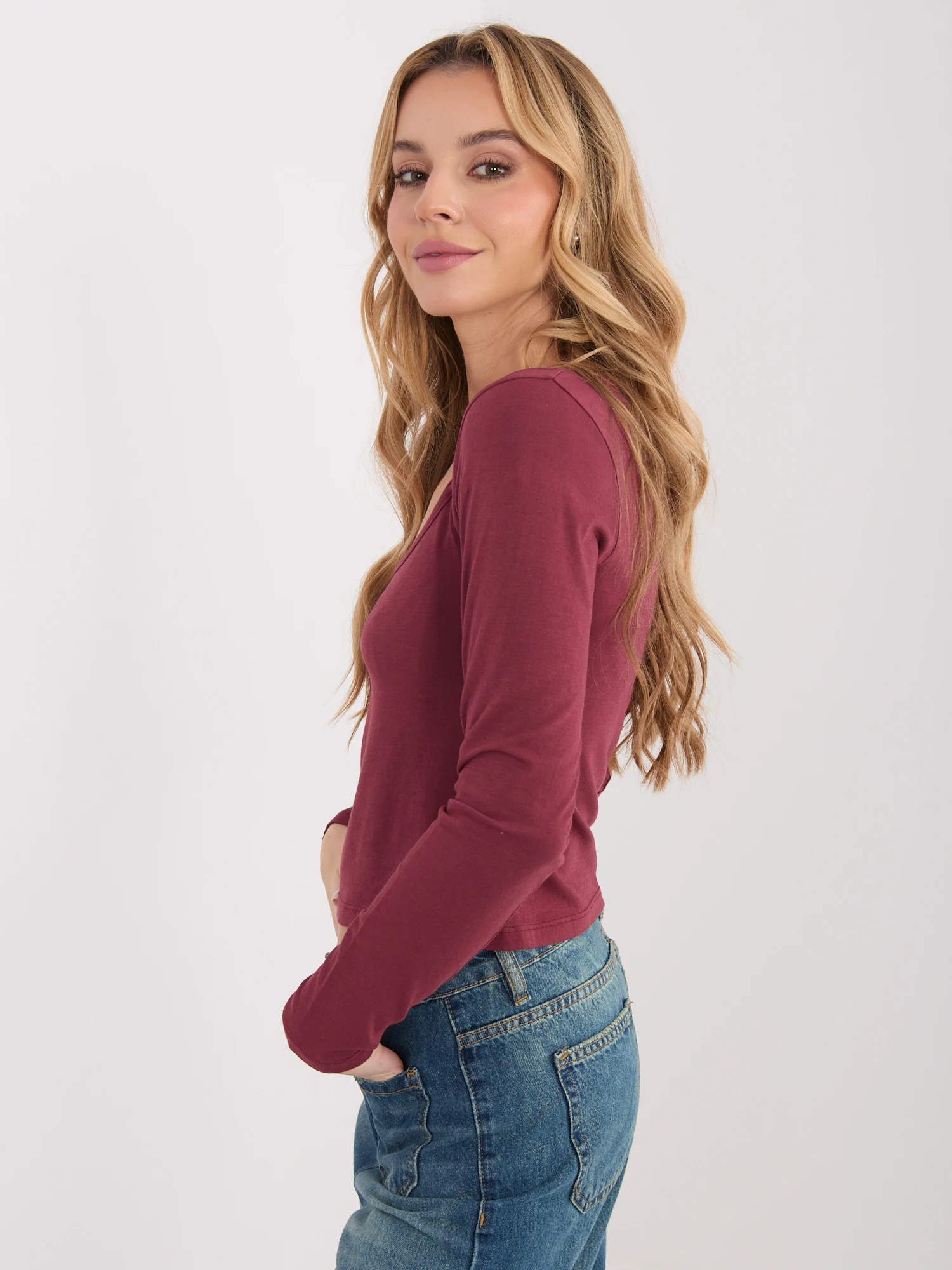 Bluza Dama Mini, Croiala dreapta, WESTEENE, Bordo Eleganta Office - imagine 3